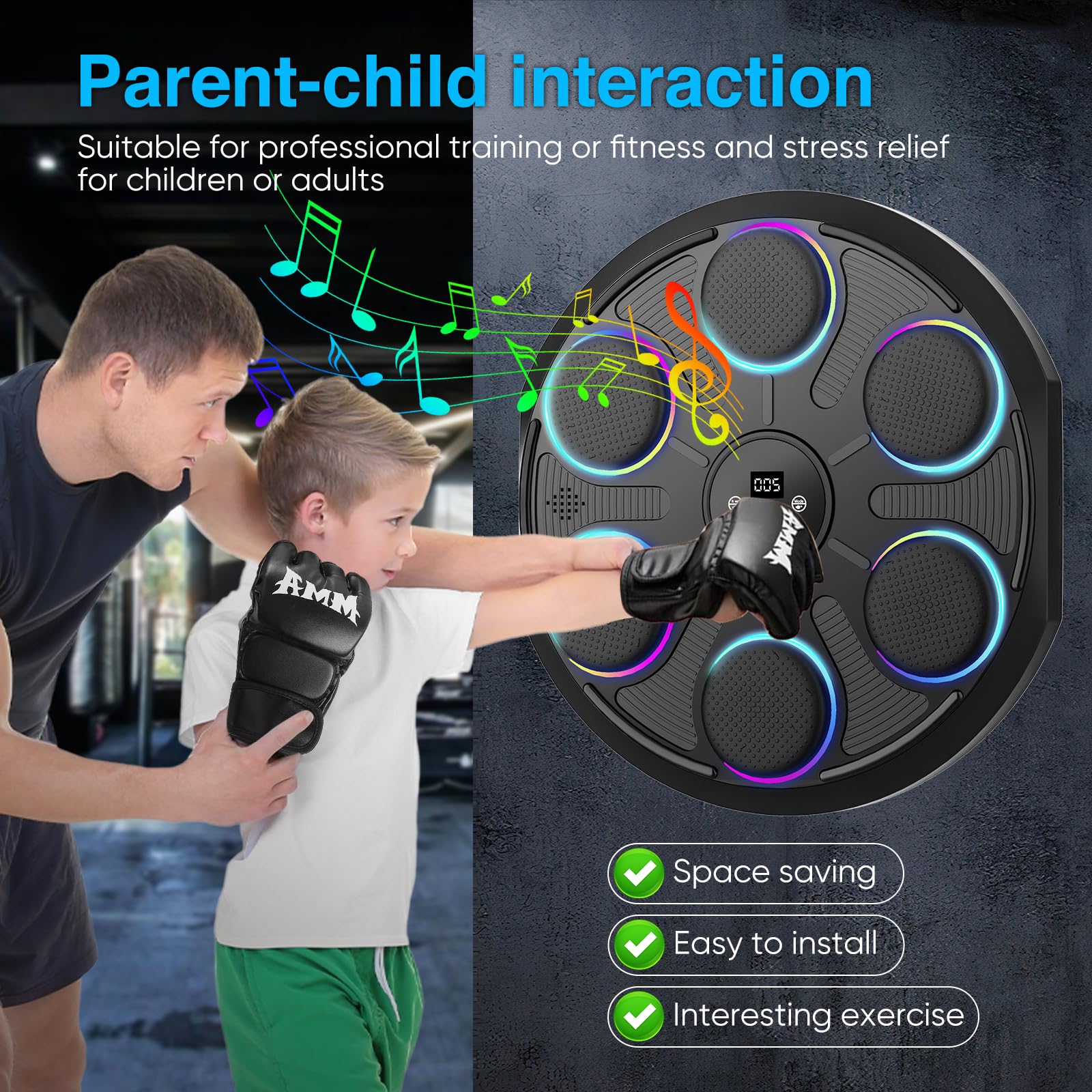 Machine De Boxe Musicale Bluetooth 2025 - 9 Vitesses, Comptage Automatique, Lumières RGB - Murale, Pour Enfants Et Adultes