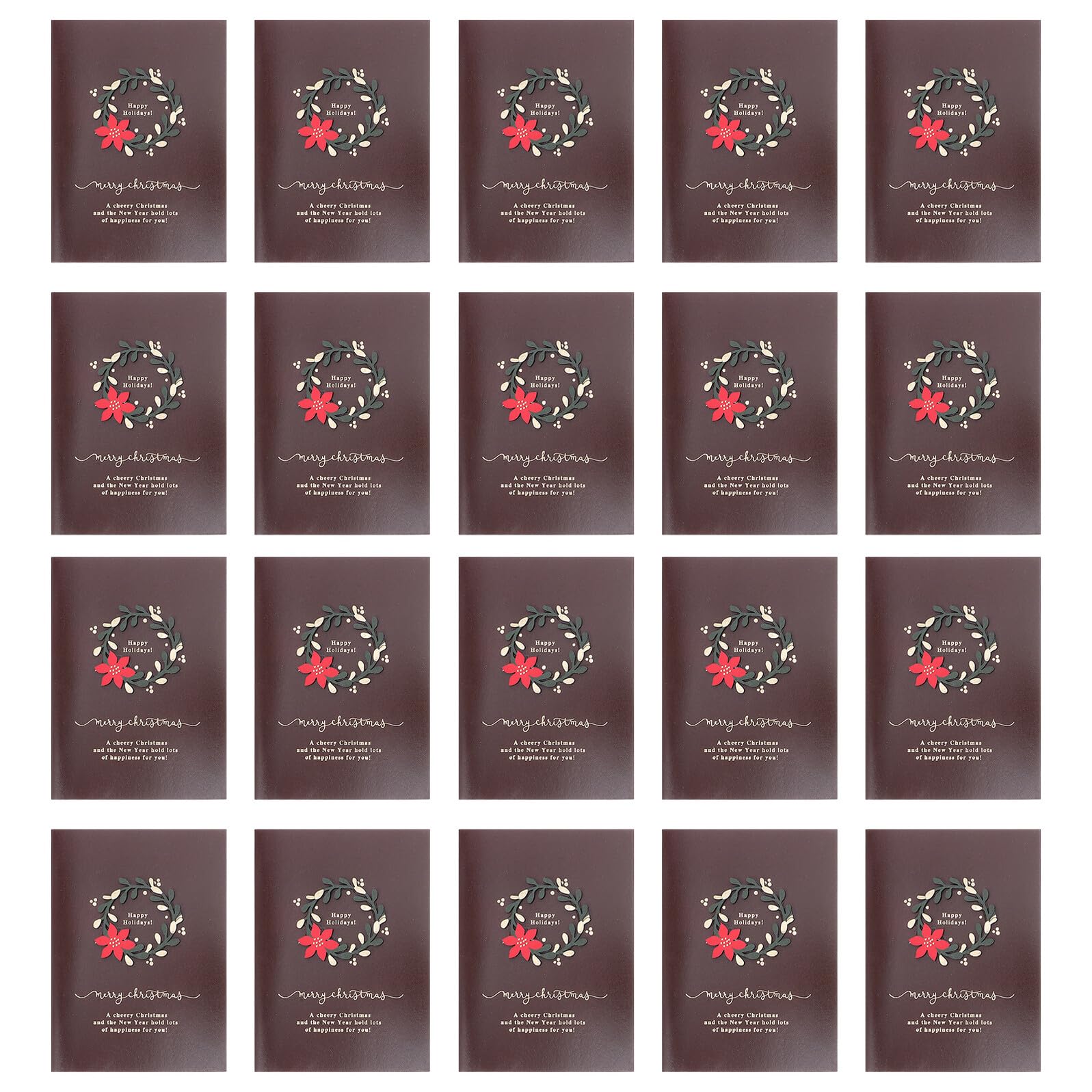20 Ensembles Cartes De Vacances De Noël Cartes De Noël Joyeux Vierges Dark Brown