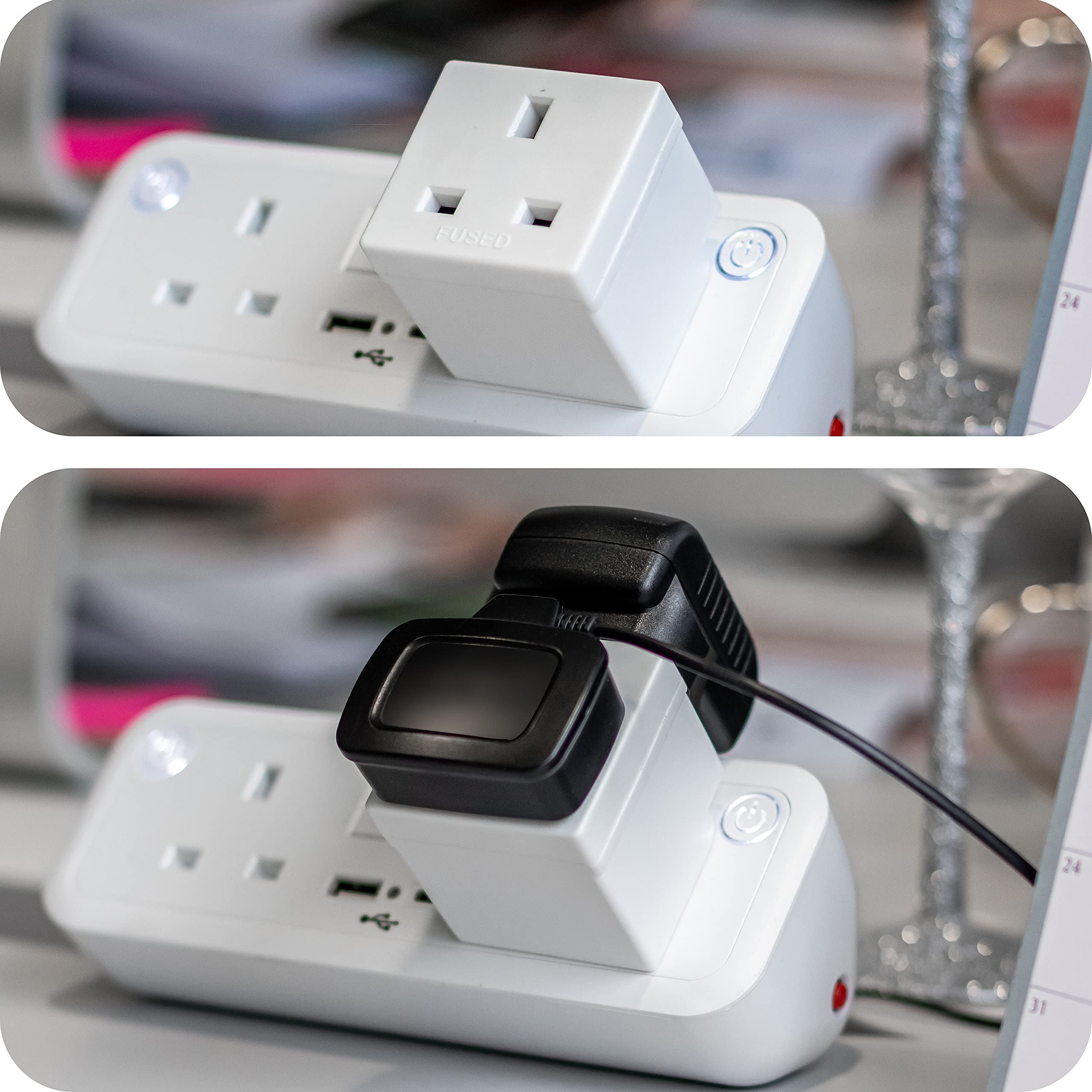 2 Way Double Plug Mains Power Adaptor, 13A 250V UK 3 Pin Multi Socket