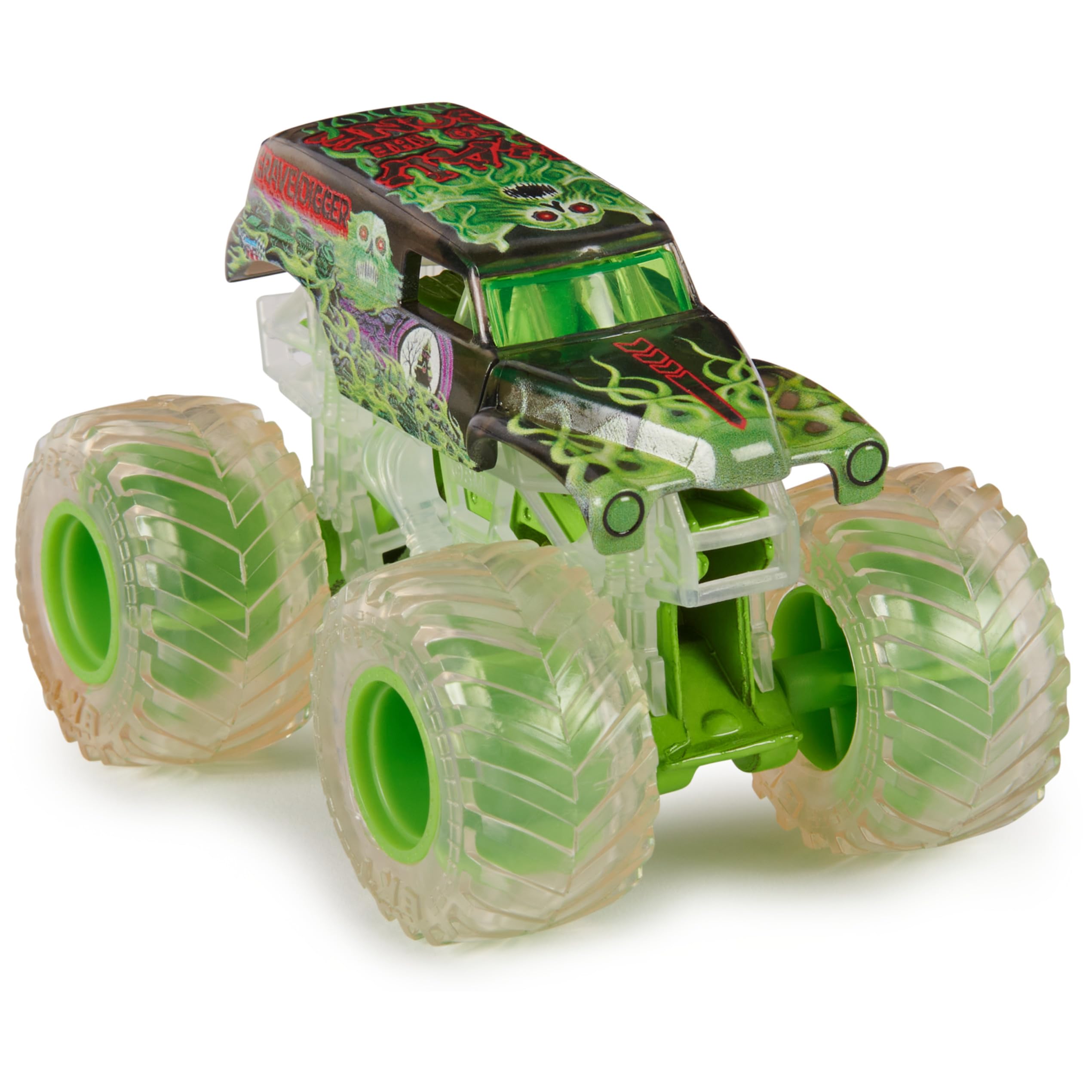 Monster Jam, Oficjalny pogoń za grabarzem Monster Truck, pojazd odlewany ciśnieniowo, skala 1:64, zabawki dla dzieci dla chłopców w wieku od 3 lat