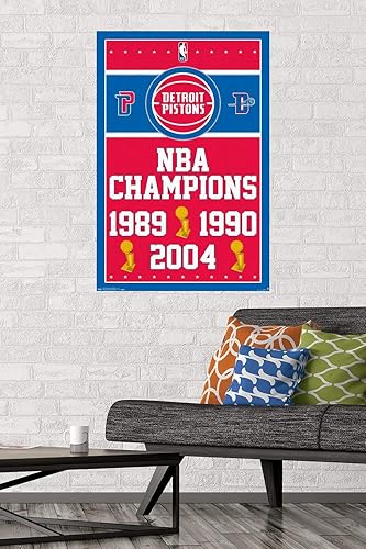 Miniatura 2 de Trends International NBA Detroit Pistons-Champions - Póster de pared, 22.375 x 34 pulgadas, paquete de póster y montaje