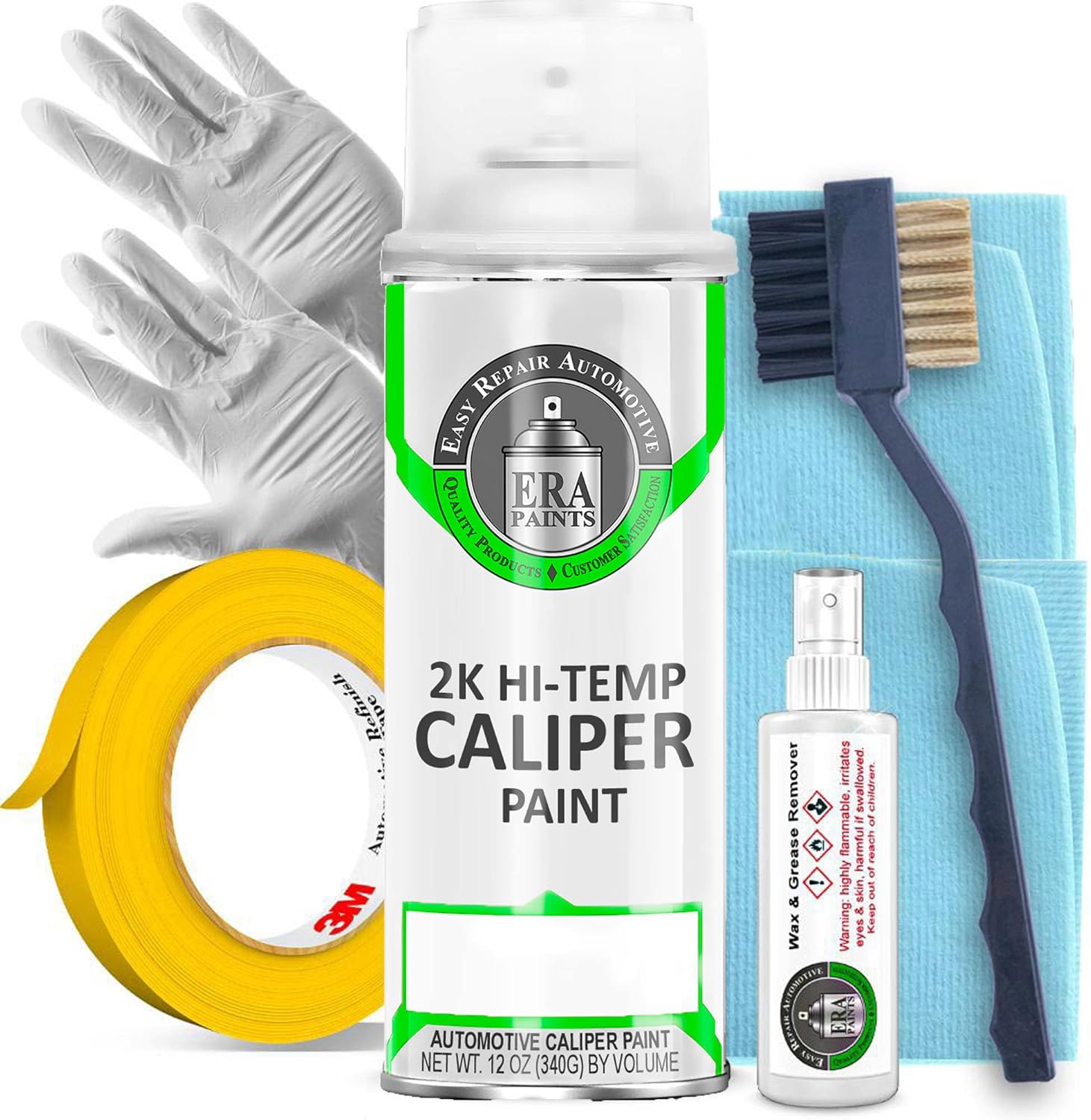 ERA Paints 2K Brake Caliper Paint Kit – Green | High-Gloss Spray, 500°F Heat & Chemical Resistant | Complete DIY Kit with Degreaser, Gloves & Tape | Made in USA