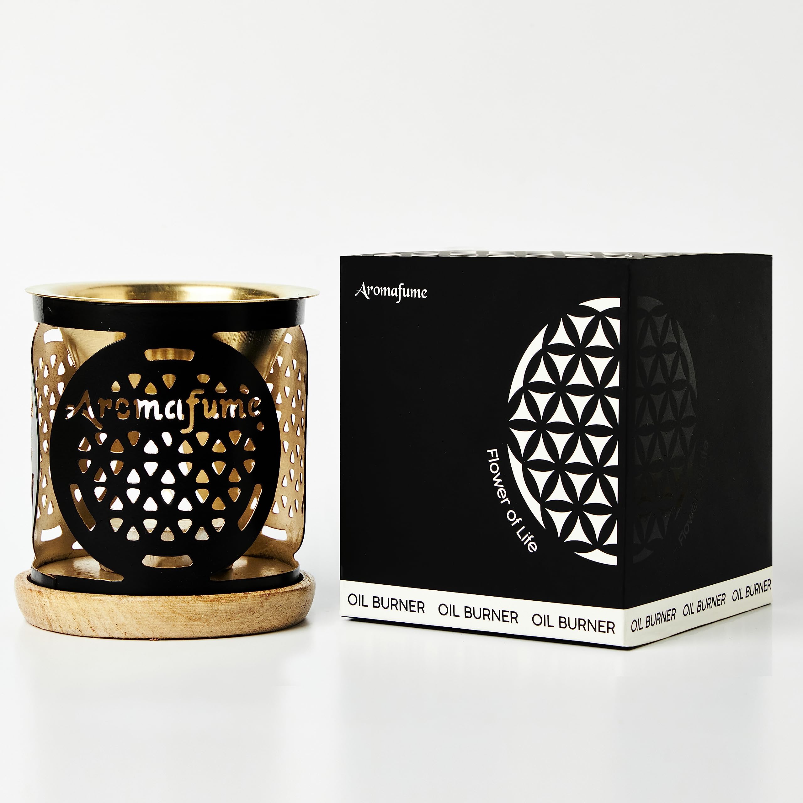 Aromafume Flower of Life Essential Oil Burner | Oil Diffuser with Candle | Brass Burner with 10ml Essential Oil