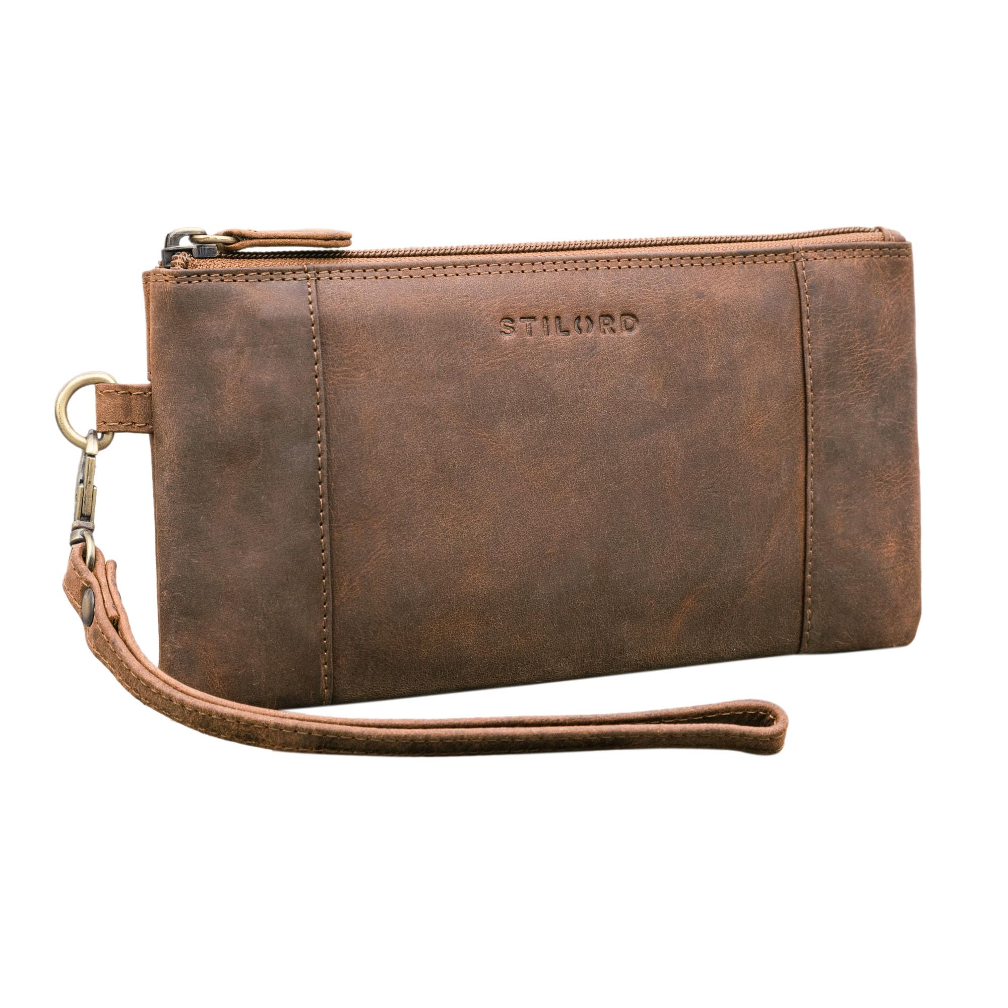 STILORD "Grecia" moderna pochette da borsa pelle vintage da donna piccola cinturino da polso staccabile protezione RFID vera pelle Colore:marrone medio
