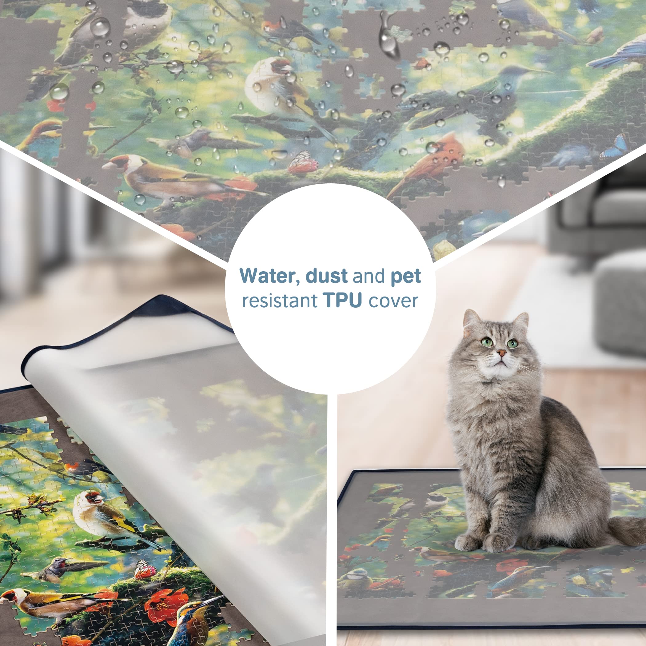 Tektalk Puzzle Board, tragbare Puzzlematte mit staubdichter Abdeckung zur Aufbewahrung von Puzzles, rutschfeste Oberfläche (grau, für bis zu 1500 Teile)