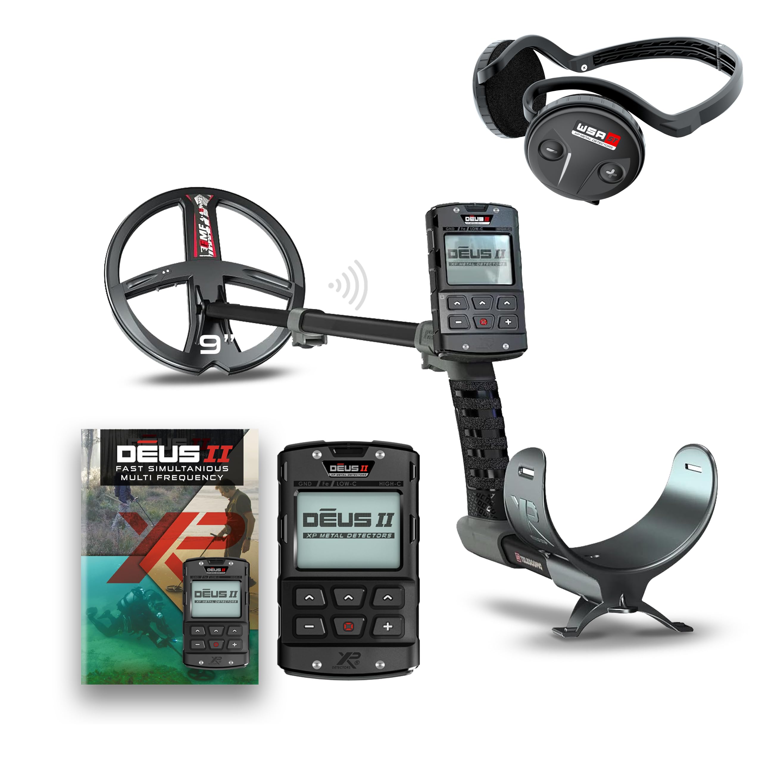 XP Metal Detectors Deus II + WSA ST - Detector de Metales multifrecuencia para Tesoros y Reliquias con Control Remoto, Plato FMF 22cm y Auriculares inalámbricos WSA ST (DEUS2-22FMFRC + WSAST)