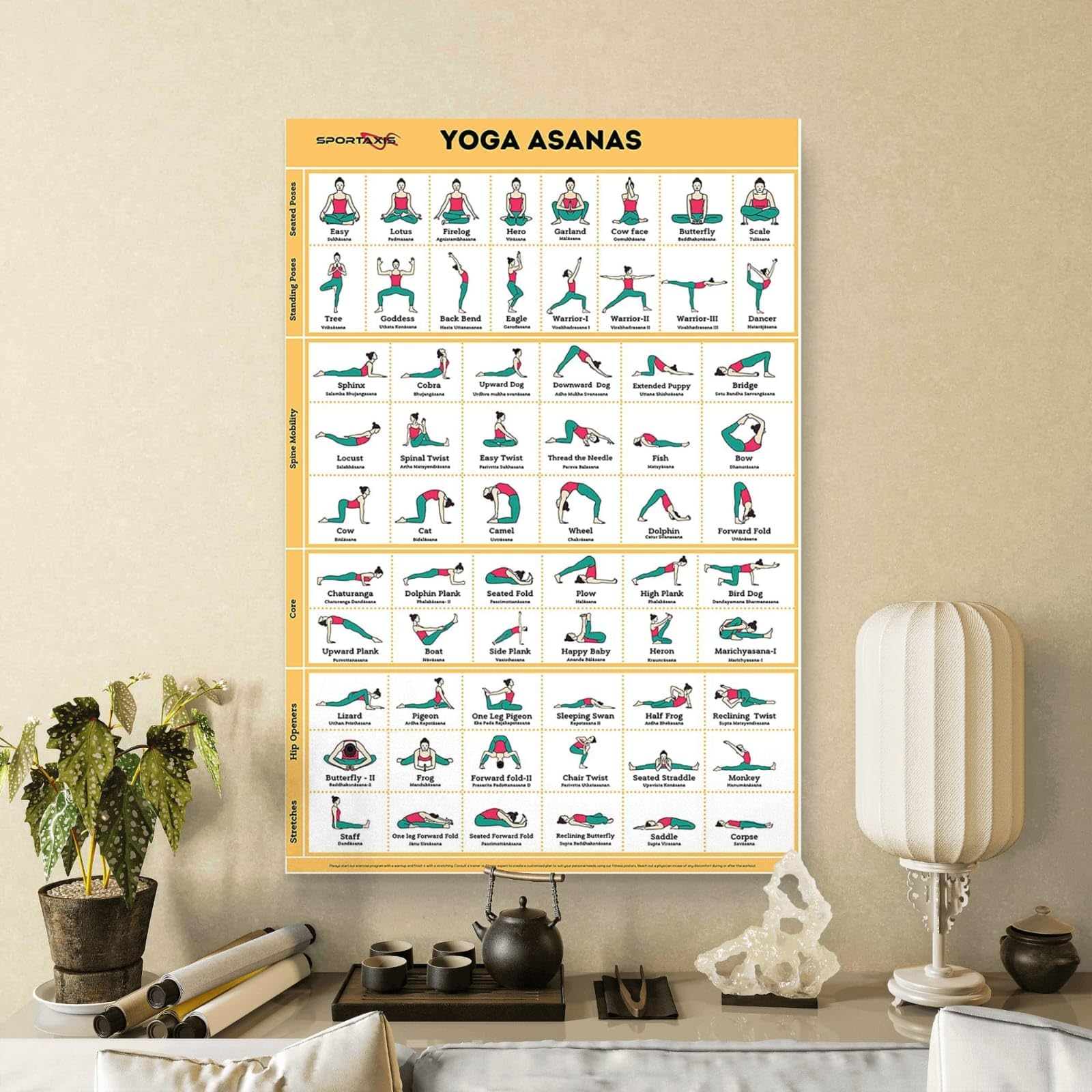 SAF Yoga Asanas Chart Wall Poster | Complete Yoga Poses Guide for