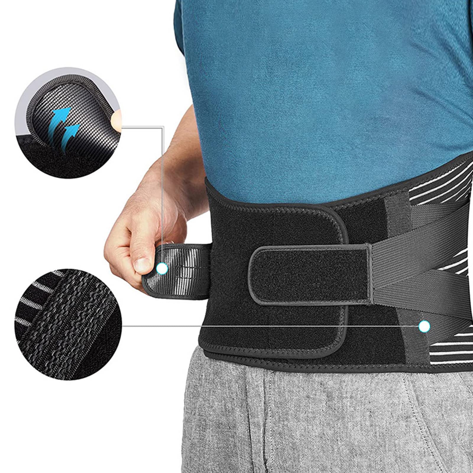 Faja lumbar ajustable para hombres y mujeres, ajustable, transpirable, cinturón lumbar ajustable para hombres y mujeres