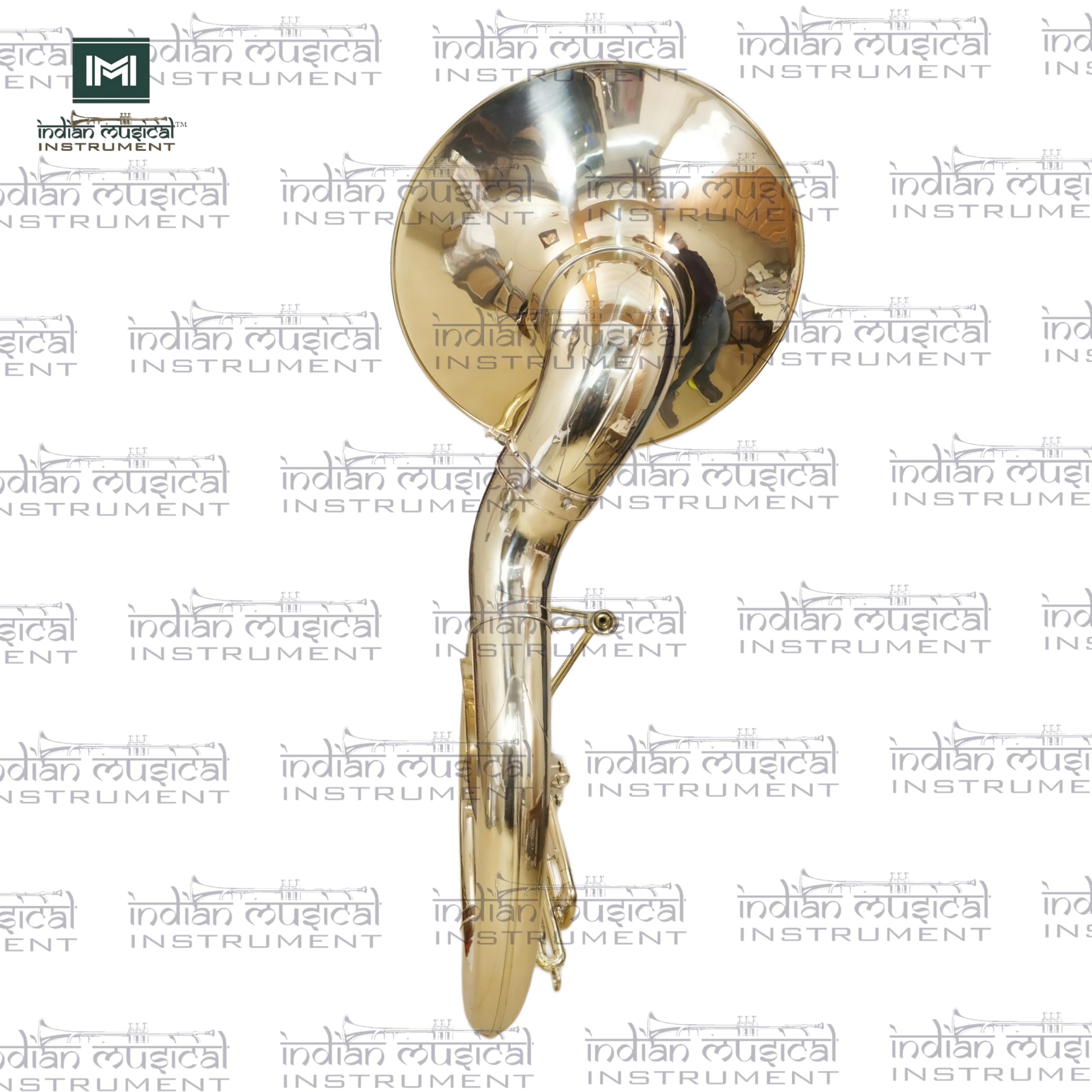 Indisches Musikinstrument Chrom Finish 61 cm King Size Sousaphon Messing BB Big Bell Tuba mit Mundstück und Tragetasche (Gold)