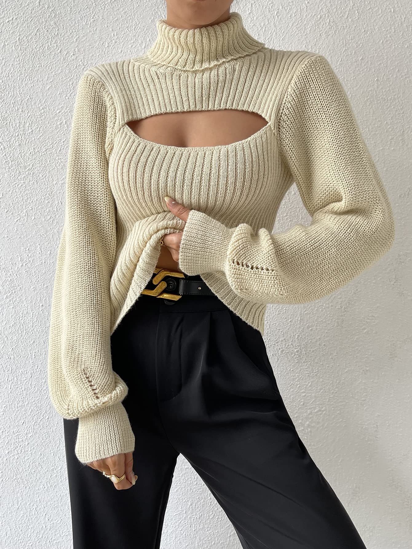 トップス mame Eyelet High Neck Knitted Top Eyelet High Neck Knitted Top MM25FW