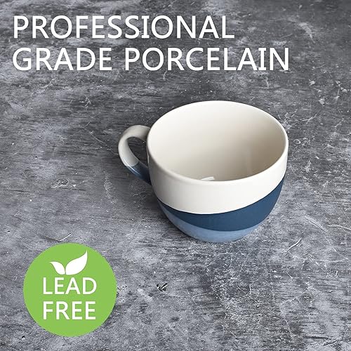 Miniatura 10 de Bosmarlin Juego de 2 tazas grandes de cerámica para café con latte, de cerámica, para oficina y hogar, 18 onzas, apto para lavavajillas y