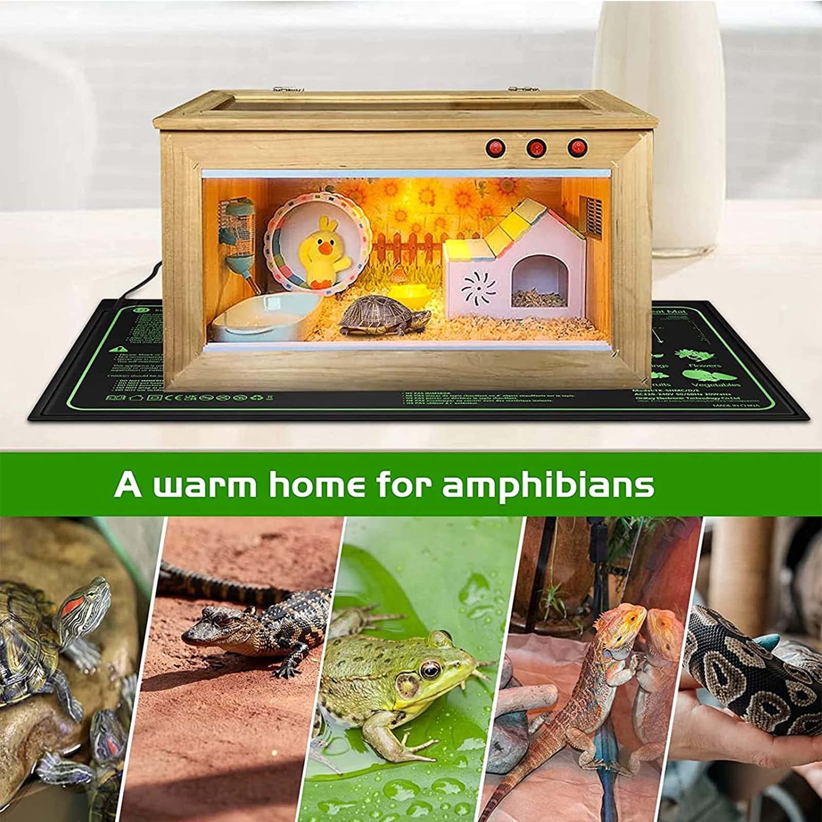 Tapis chauffant pour semis, coussin chauffant étanche pour propagateur de serre, tapis chauffant hydroponique pour plantes à graines Reptile amphibien avec minuterie de thermostat numérique, 20 * 20