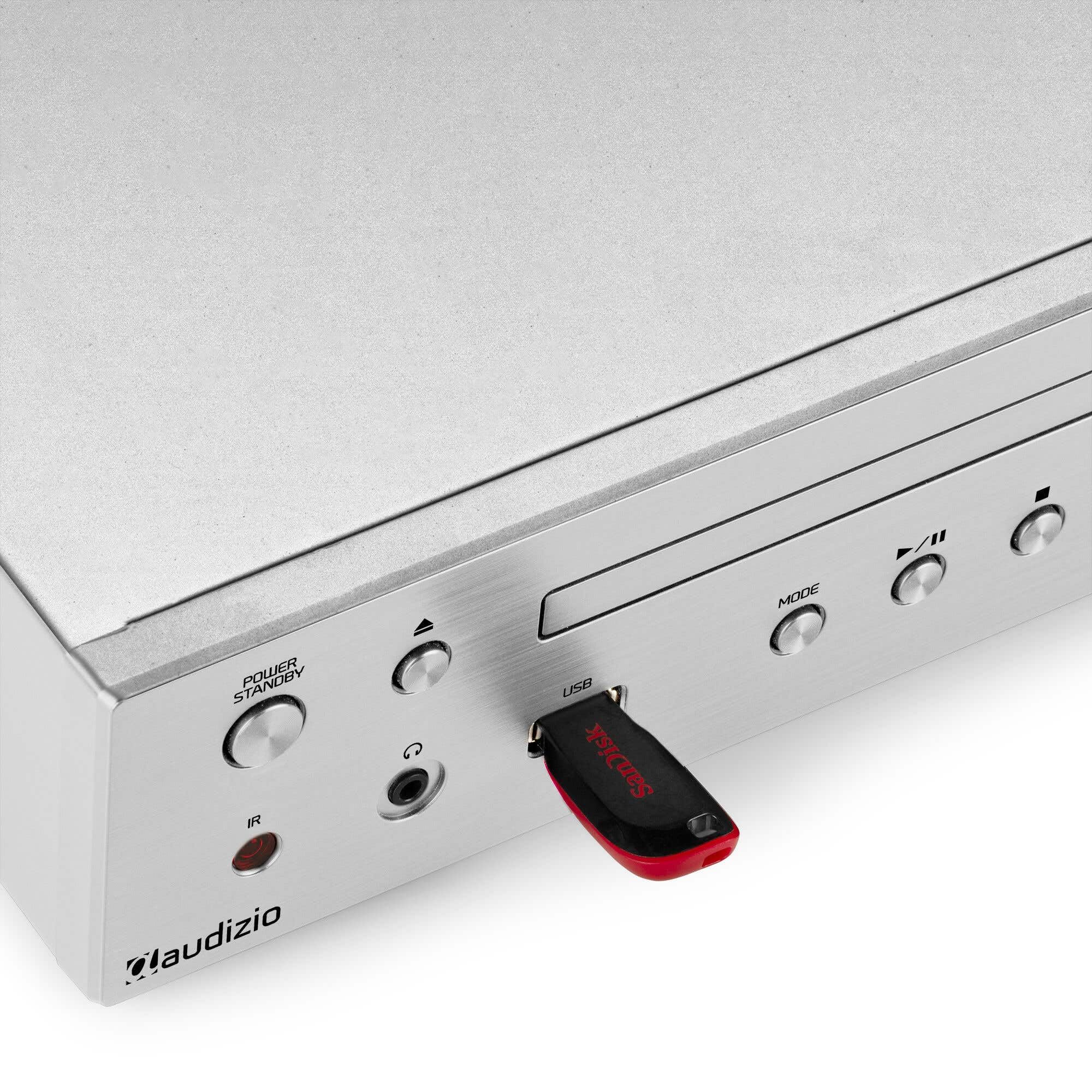 Audizio Bolzano, Internetradio WLAN, DAB Radio mit CD-Player, Spotify Player, Receiver 2x50 Watt, Bluetooth, Wecker, Fernbedienung, App-Steuerung, Toslink, Subwoofer-Anschluss, DAB+ FM, Silber