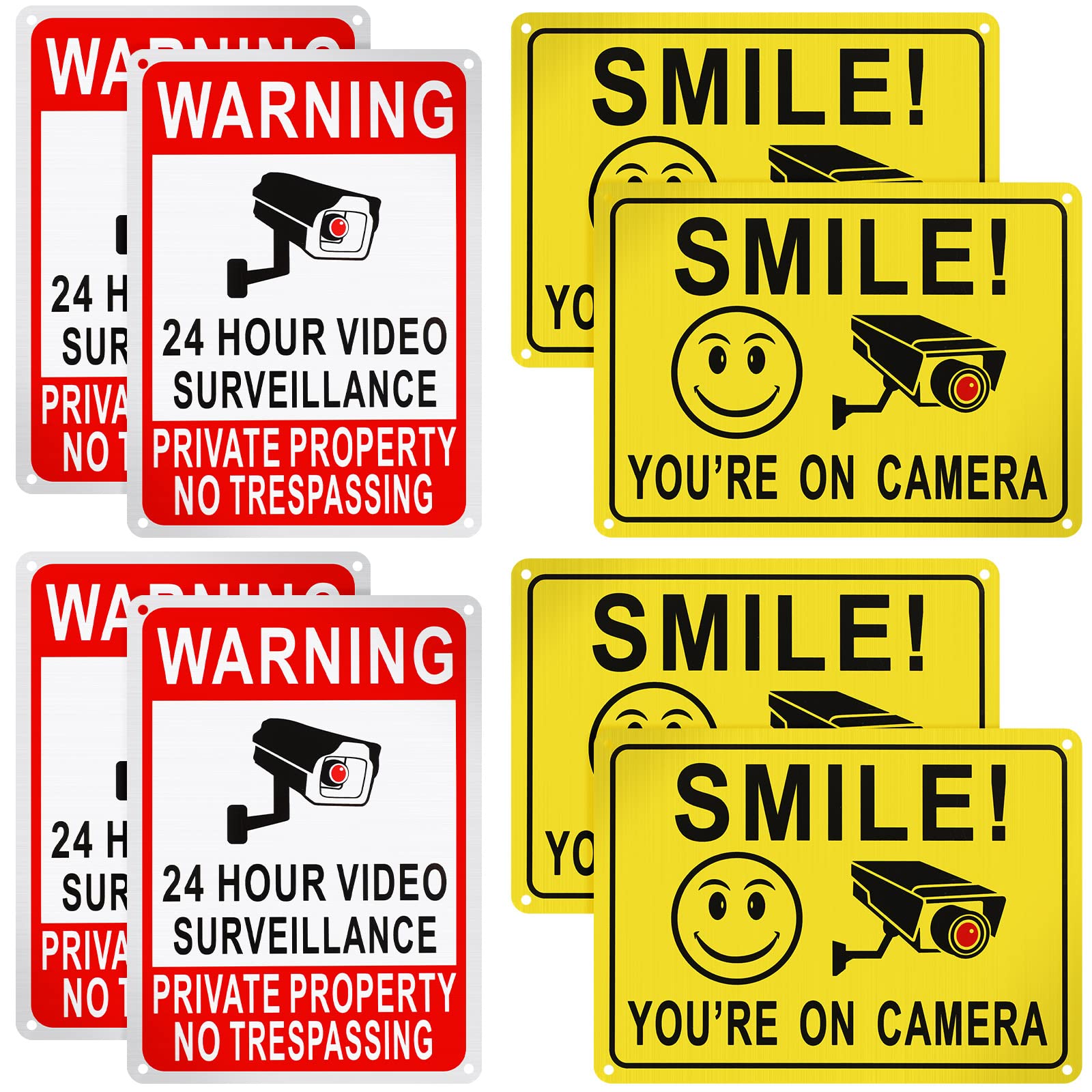 Buy 8 Pcs Smile You're on Camera Sign and Private Property No