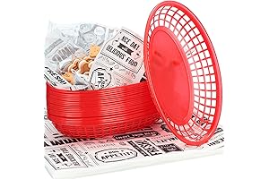 20 Pack Fast Food Baskets with Paper Liners: Home Restaurant Serving Supplies