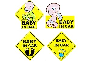 4-Piece Baby on Board Warning Stickers for Car Safety