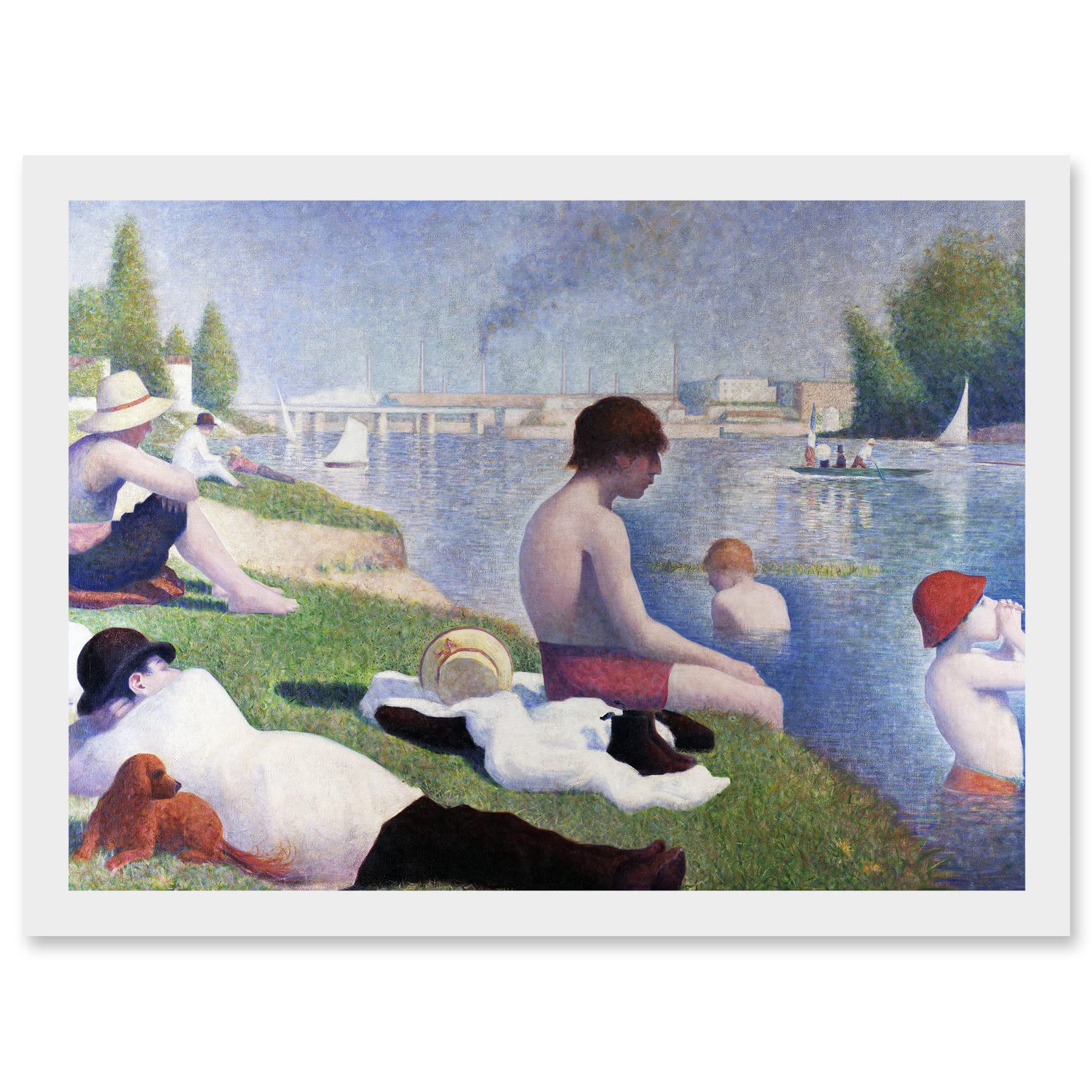 Artery8 Georges Seurat Bathers At Asnieres Painting Artwork Framed Wall Art Print A4