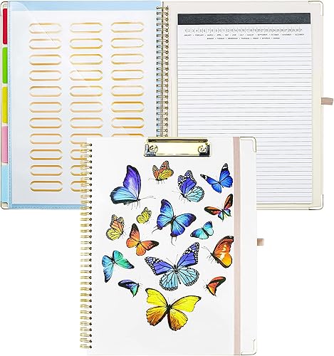 Mymazn Portapapeles con almacenamiento, portapapeles con bloc de notas recargable de 11 x 8.5 pulgadas, 5 carpetas adicionales con 10 bolsillos para