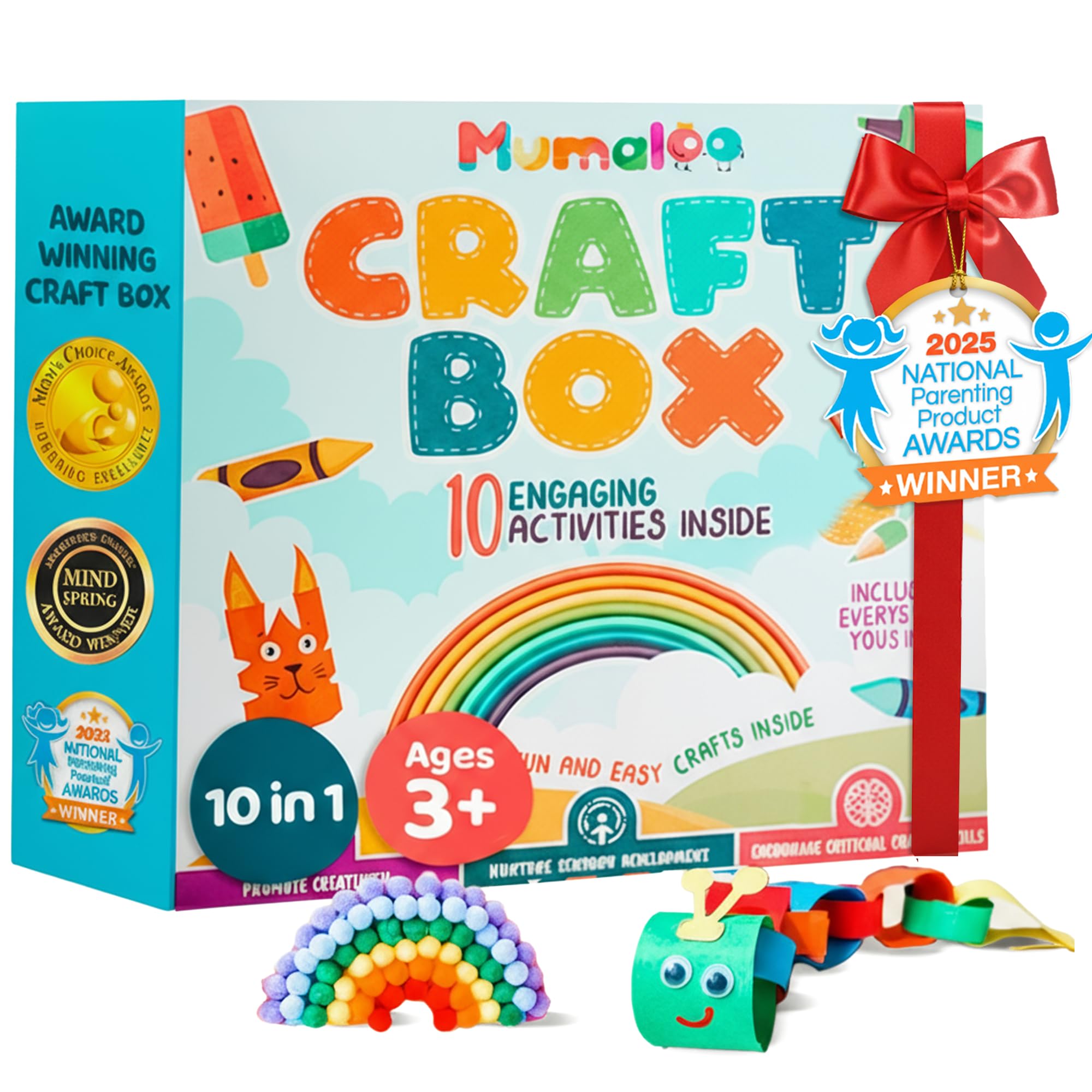 Craft Box for Kids - 10 Creative Arts and Crafts for Kids Ages 4-8, Fun, No Mess Educational Preschool & Homeschool Art Projects, Toddler Crafts Kit Supplies, Christmas Gift for Girls and Boys