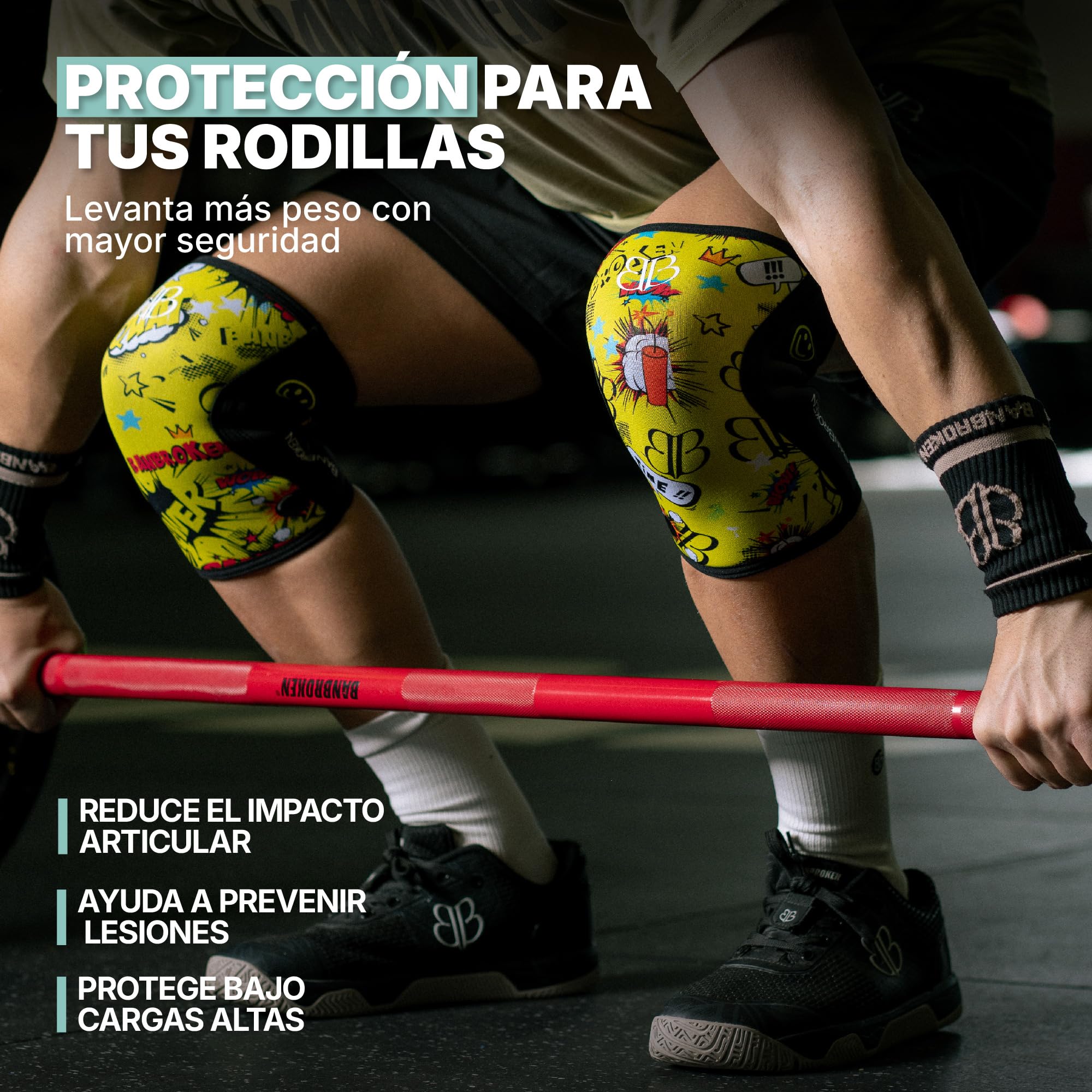 Ginocchiere BANBROKEN (2 unità) - 5 mm Knee Sleeves - Palestra, Sport funzionale, CrossTrain, Sollevamento pesi, Corsa e altri sport. 1 PAR - Unisex.