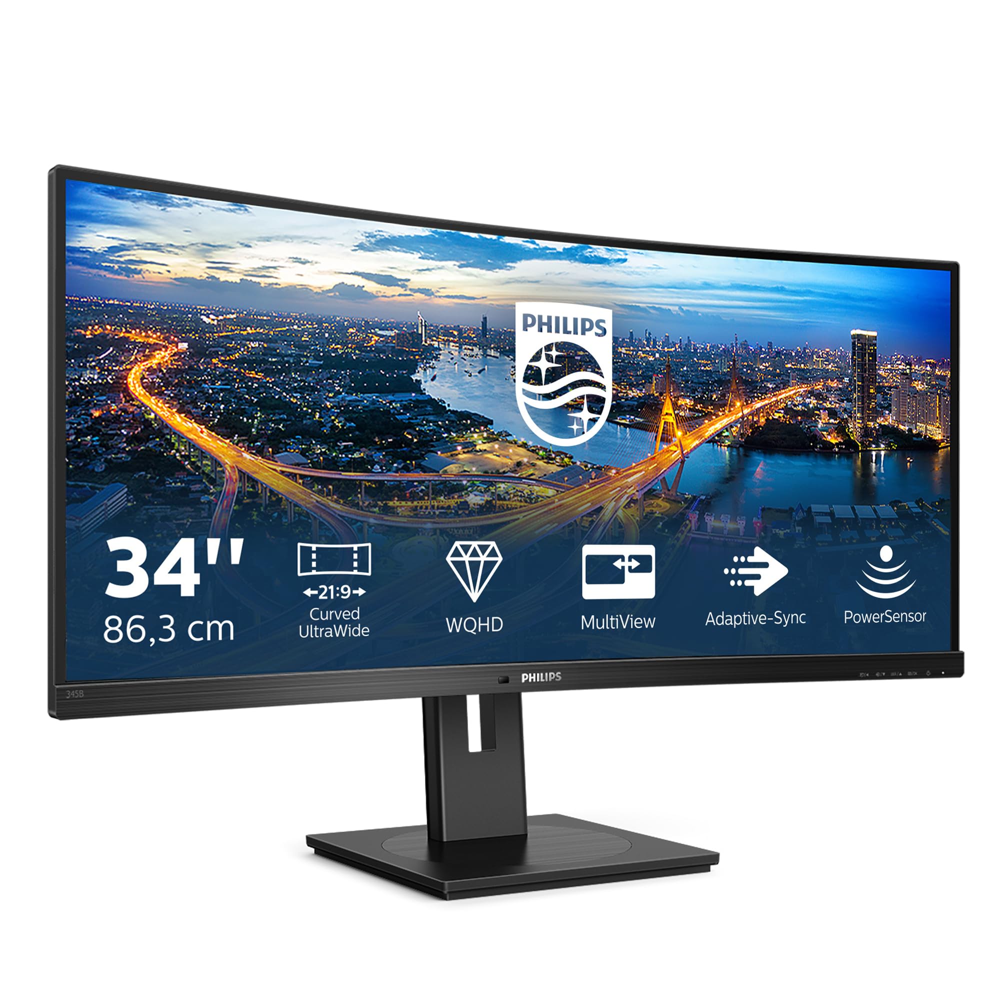 Philips 345B1C - 34 inch Curved WQHD Monitor, 100Hz, 4ms, VA, Speakers,
