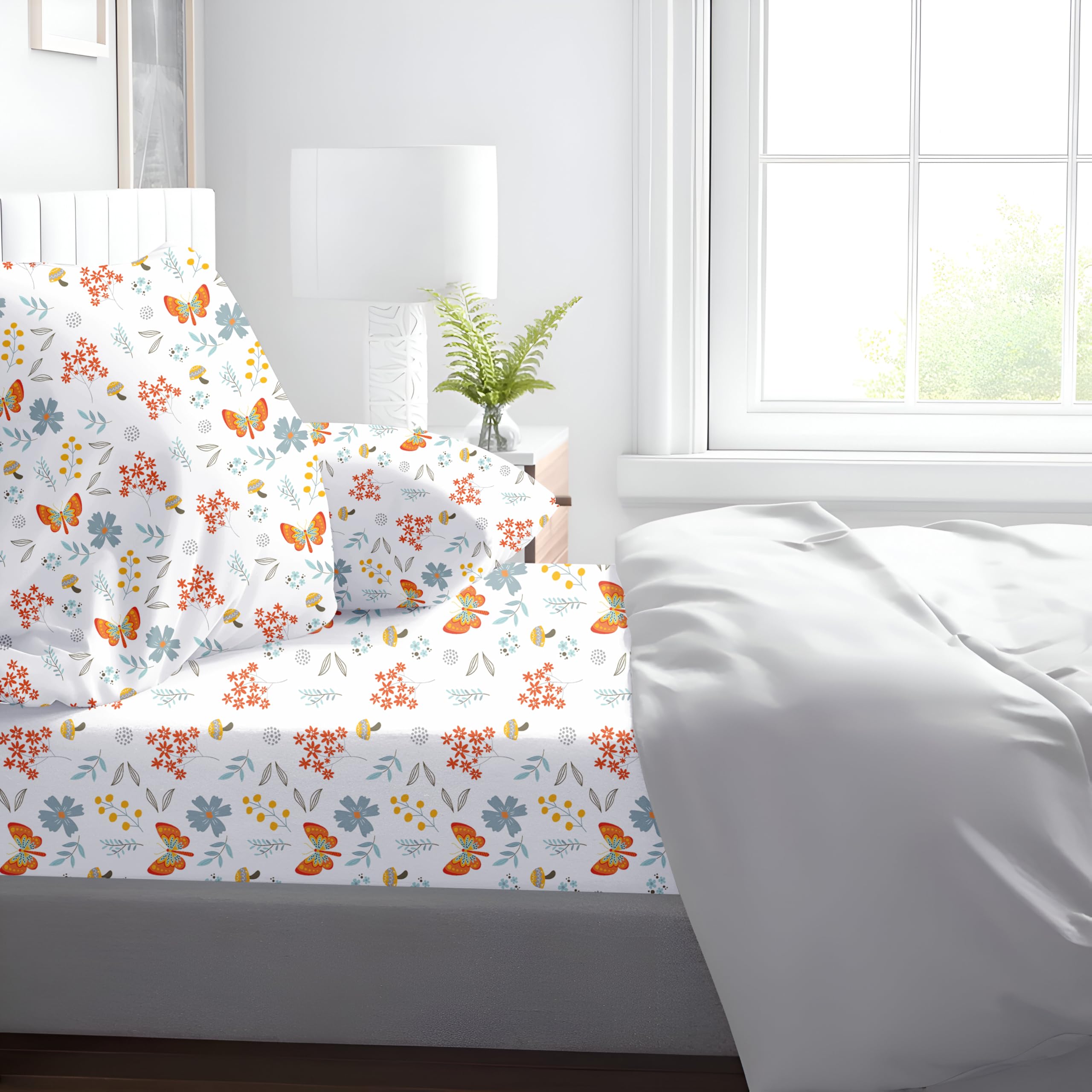 Kotton Culture Bed Sheets 4 Piece 100% Egyptian Cotton 600 Thread Count Soft Crisp Cooling Cotton Luxury Hotel Sheets Thick with 15" Inch Deep Pocket Snug Fit Sateen Weave (Rain Forest, Queen)