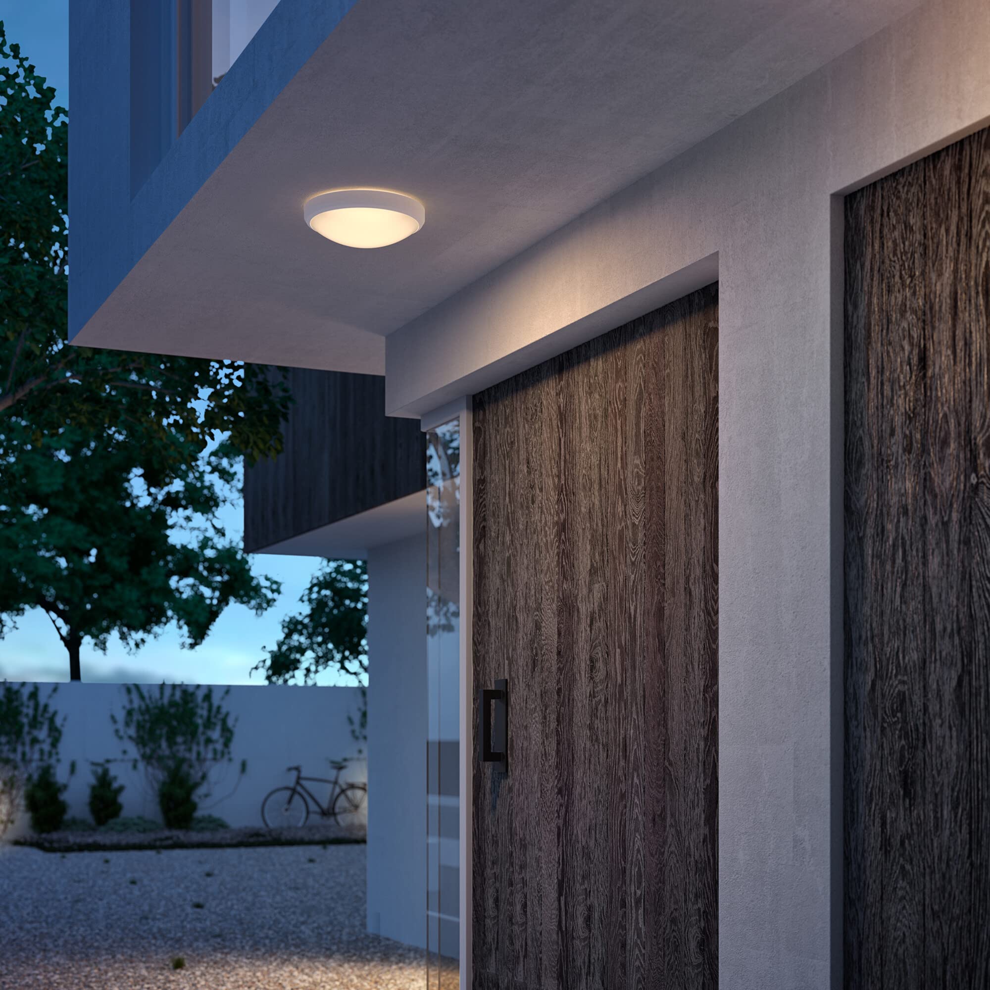 PHILIPS Plafonnier LED Doris 6 W [Blanc chaud] Résistant à l'eau IP54 pour éclairage de jardin, terrasse et terrasse