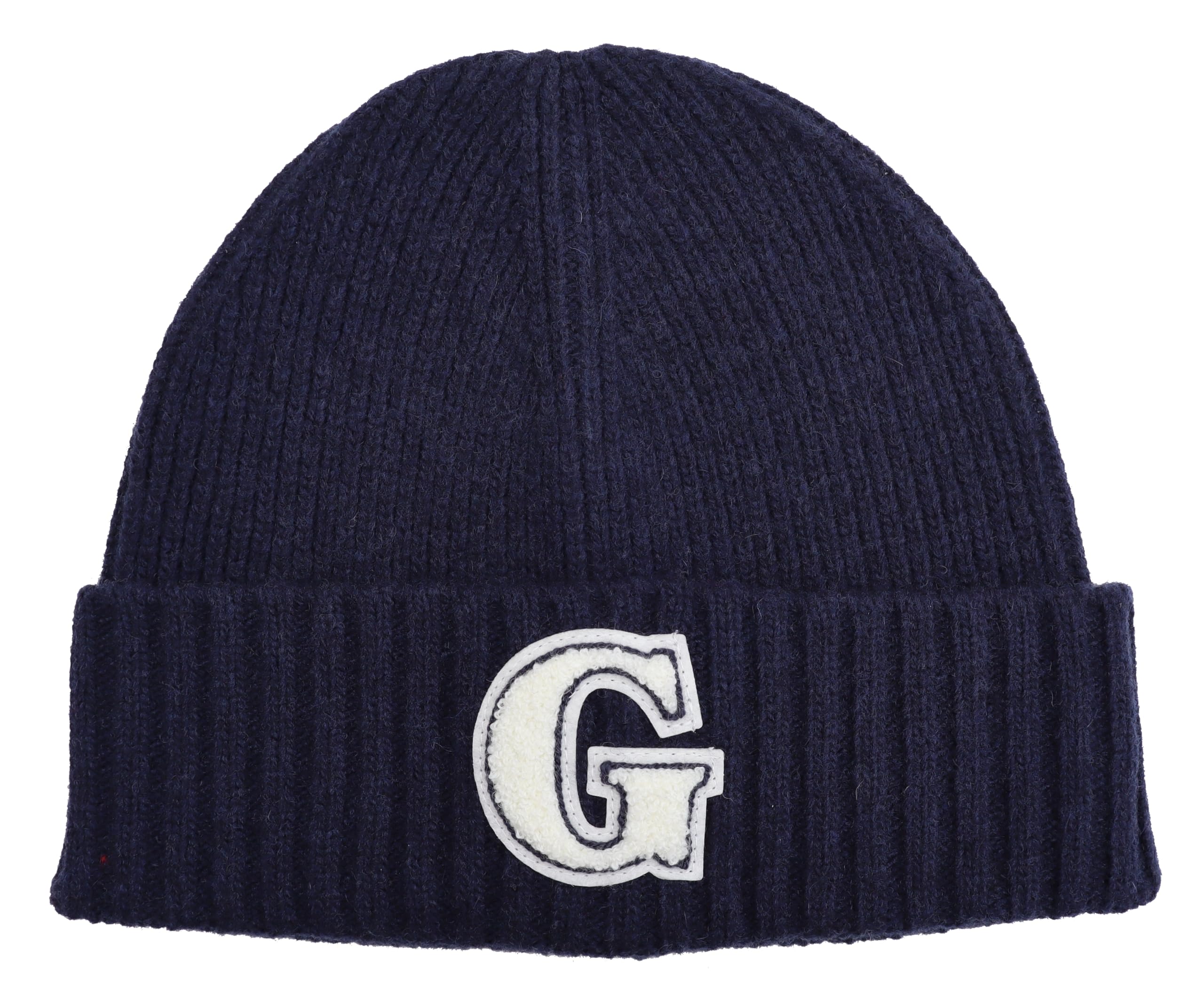 Gant Unisex Blue G Badge Knitted Beanie Hat Navy One Size
