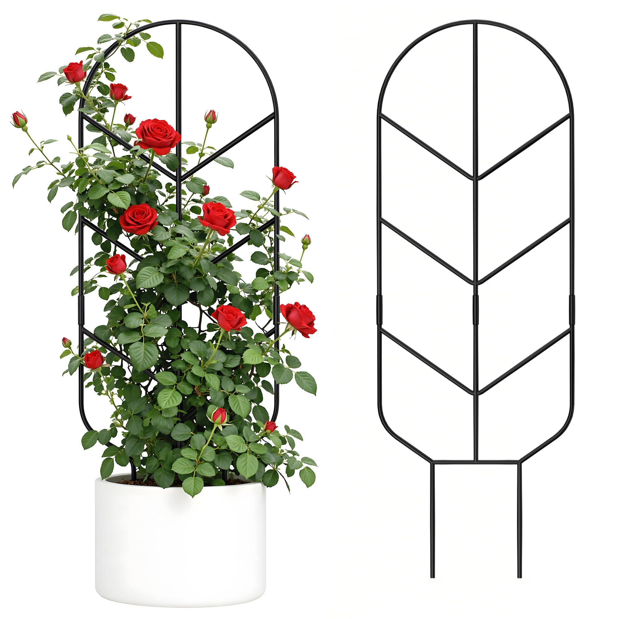 Photo 1 of 2 Pack 30'' Large Metal Plant Trellis for Climbing Plants, Tall Plant Support for Indoor & Outdoor Use, Modern Decorative Trellis for Potted Plants (2 Pack)