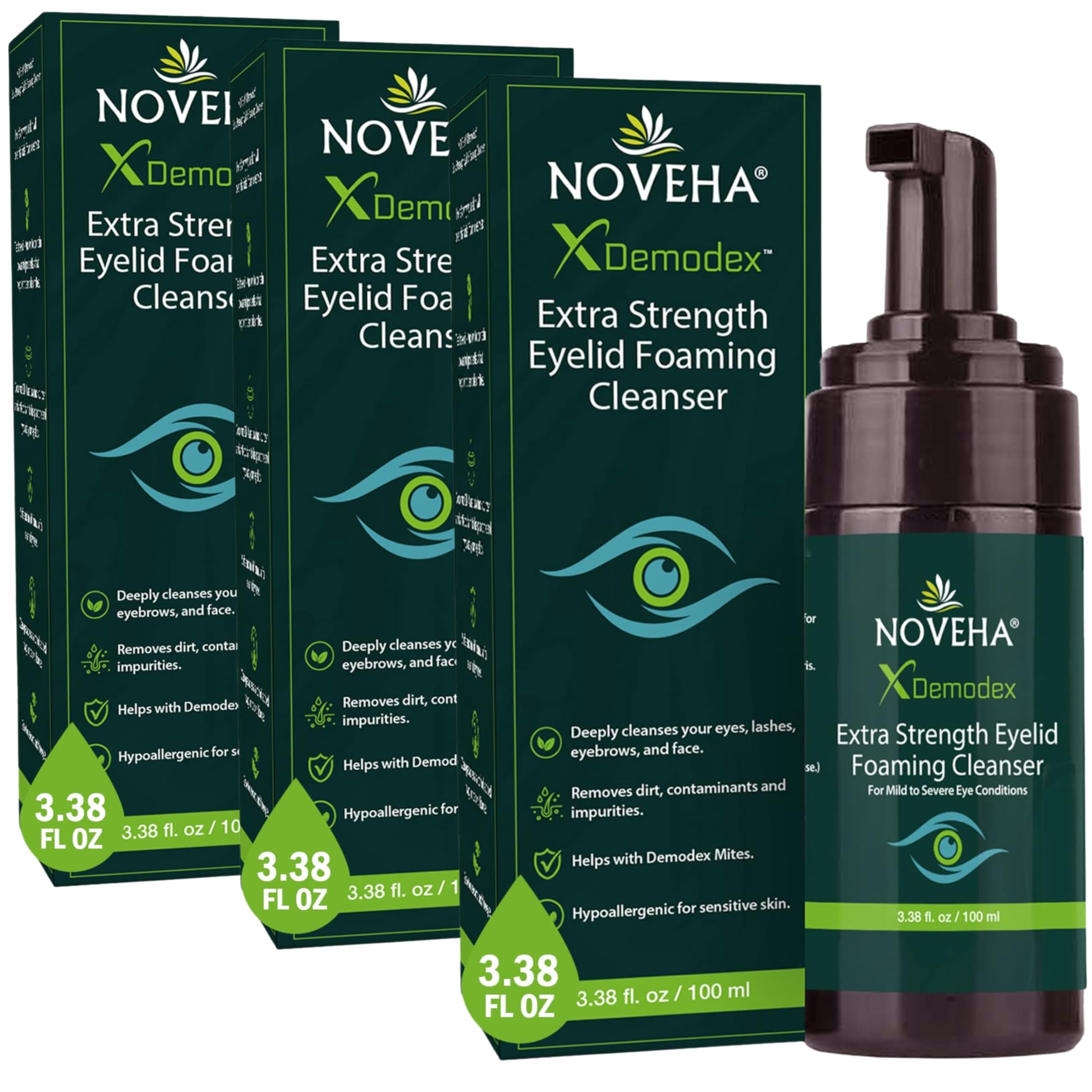 Amazon.com: NOVEHA Demodex Eyelid Cleanser Foam | Extra Strength