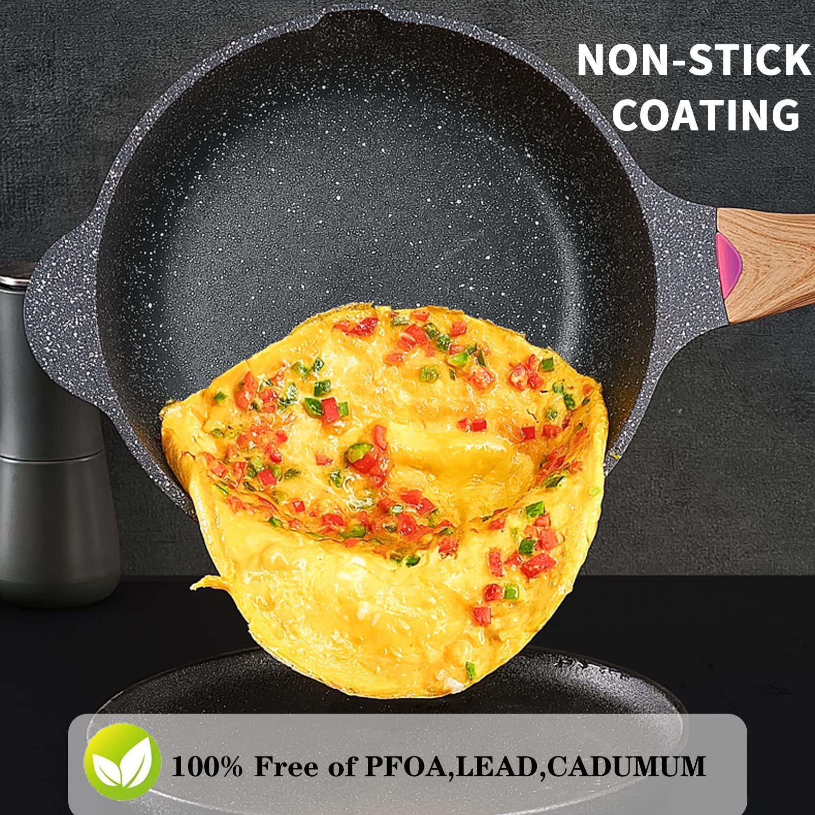 Buy UMETRE Nonstick Deep Frying Pan Skillet With Lid Granite Coating