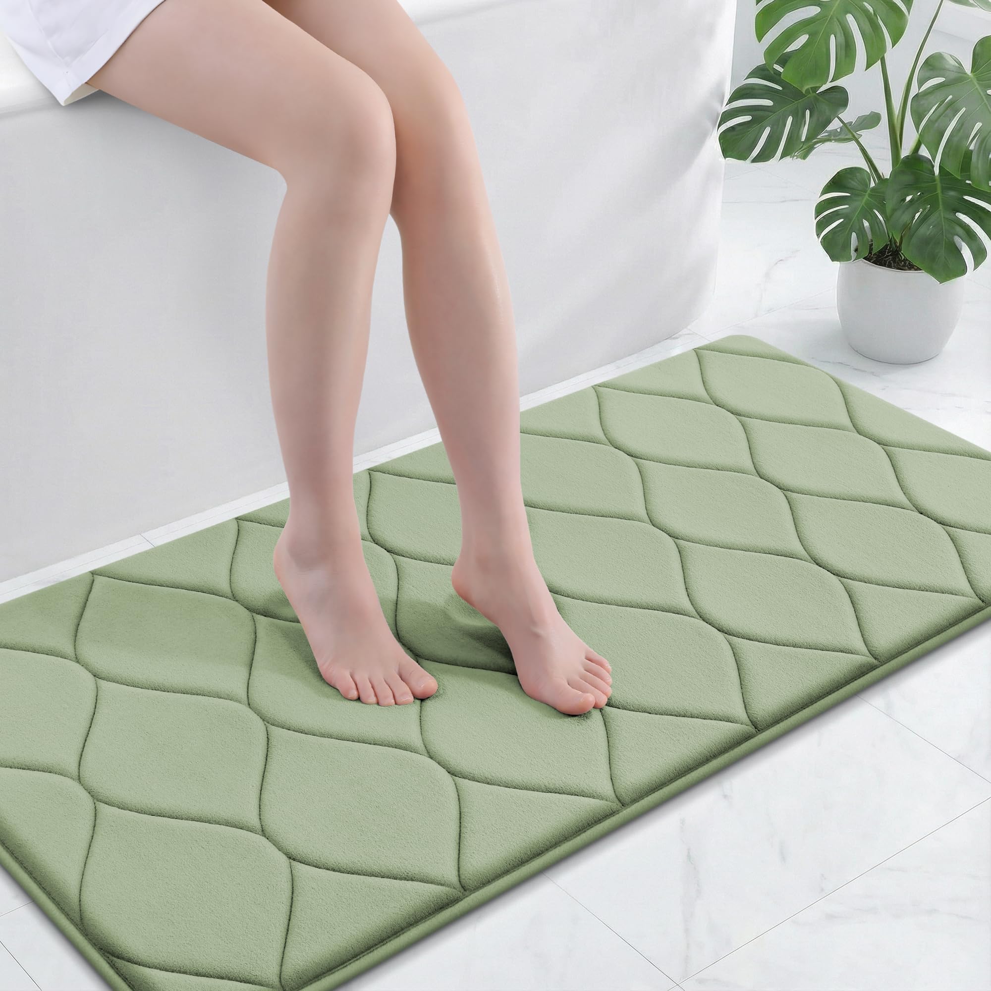 Smiry Memory Foam Bath Mat 47x24, Ultra Soft Absorbent Bathroom Rugs