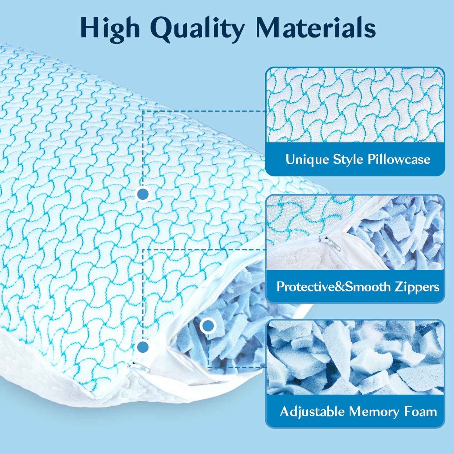 SUPA MODERN Shredded Memory Foam Pillows Queen Size Set of 1, Cooling Bed Pillow for Sleeping for Hot Sleepers, Adjustable Pilllows for Side Back and Stomach Sleepers, Neck & Shoulder Comfort Support - Image 3