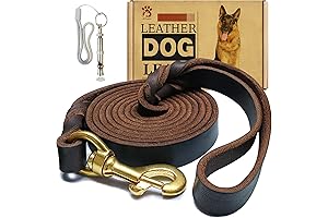 Leather Dog Leash 6ft x 3/4 inch,Strong Heavy Duty Genuine Leather Braided...