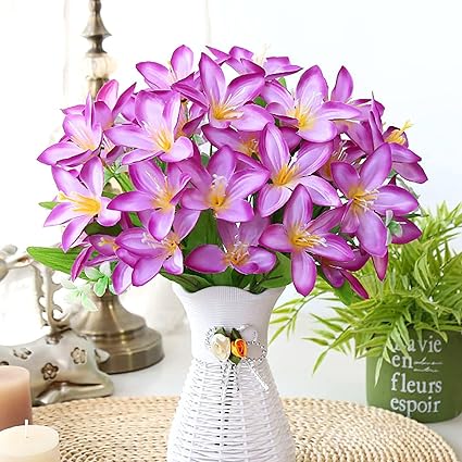 Amazon フェイクフラワー ユリ 造花 インテリア 花束 花瓶付き おしゃれ フラワー 室内 装飾 結婚式 誕生日 プレゼント パーティー 北欧風 飾り インスタ グリア 造花 オンライン通販