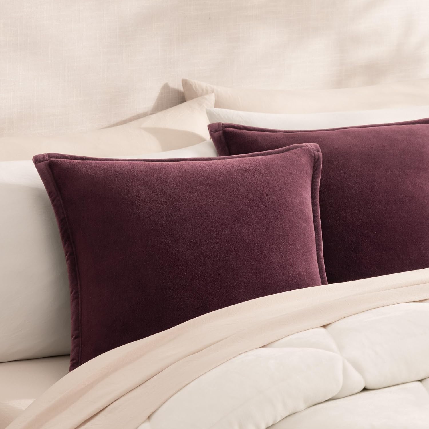 UGG Coco 2-Pack Decorative Pillows - Soft & Plush Throw Pillow Inserts with Throw Pillow Covers - Perfect for Sofa, Bed, Living Room Decor or Home Decor, 20" x 20", Red Wild Grape