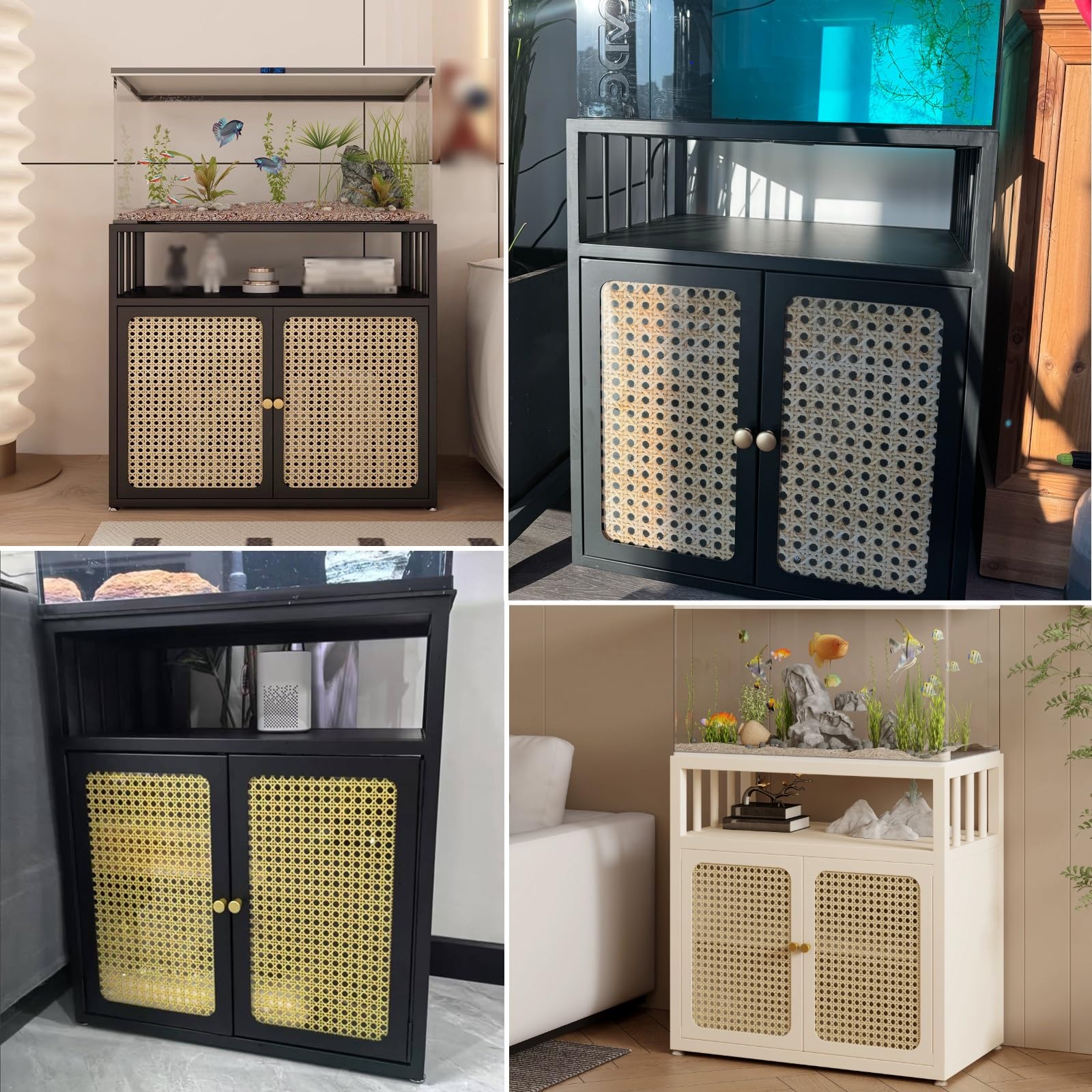 Support d'aquarium avec armoire de rangement, étagère robuste à 3 niveaux pour reptiles et aquariums, supporte jusqu'à 400 kg