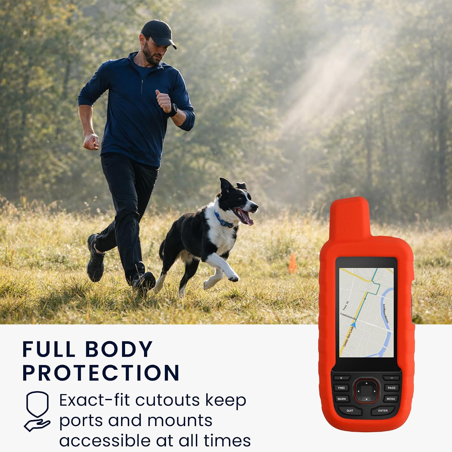kwmobile Silicone Case for Garmin GPSMAP 66i / GPSMAP 67i Case - Protective Cover for GPS Handheld - Anti-Slip Outdoor Sleeve in Orange image 5