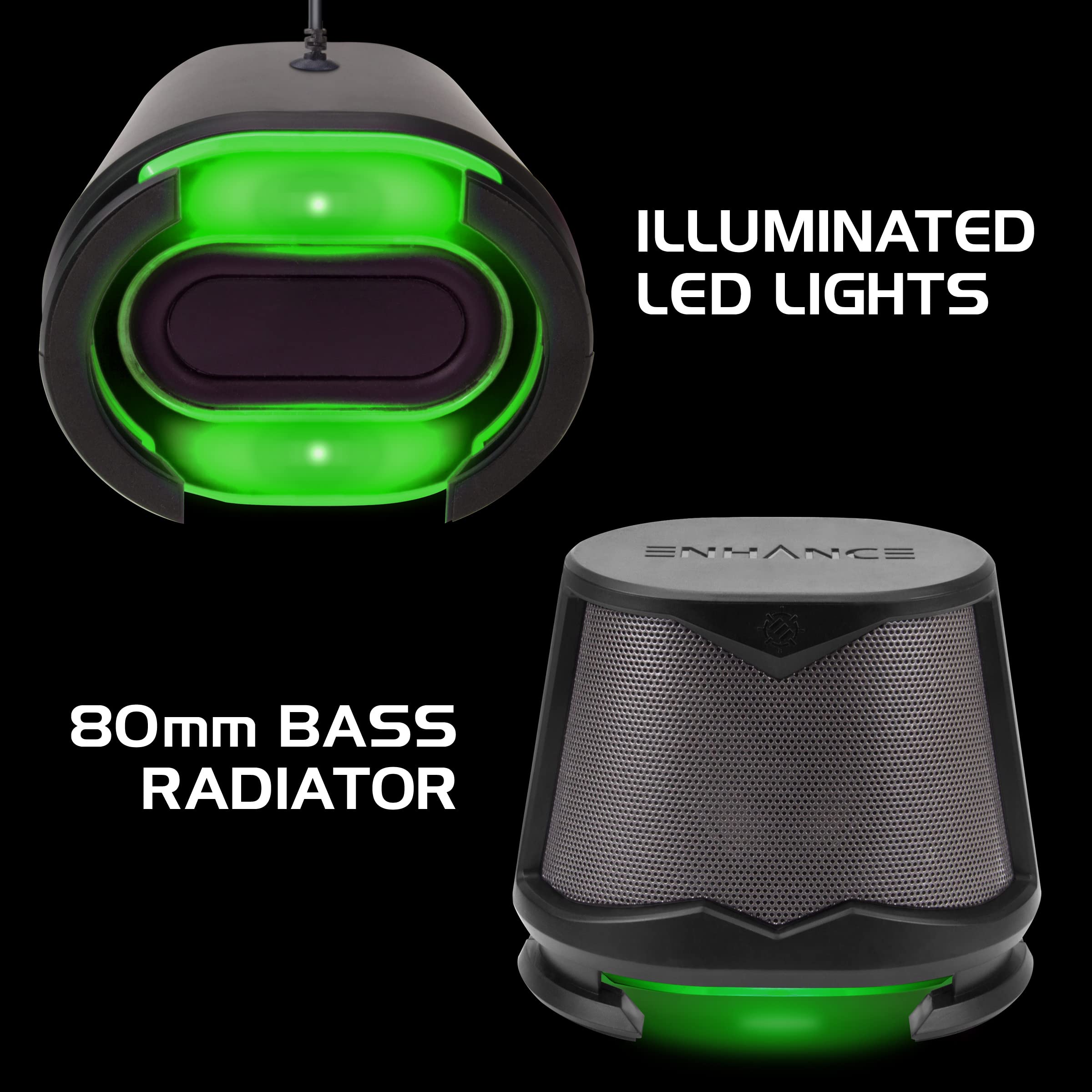 ENHANCE SB 2.1 Altoparlanti per Computer con Subwoofer - Casse Gaming con LED Verte, Sistema Audio ad Alta Escursione, con Jack da 3.5mm, Controllo Volume e Bassi, Compatibili con PC Gaming, Laptop