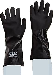 SHOWA 7714R-10 Sanitized PVC Coated Gauntlet Glove, Rough Grip, Cotton Jersey Liner, Chemical Resistant, 14