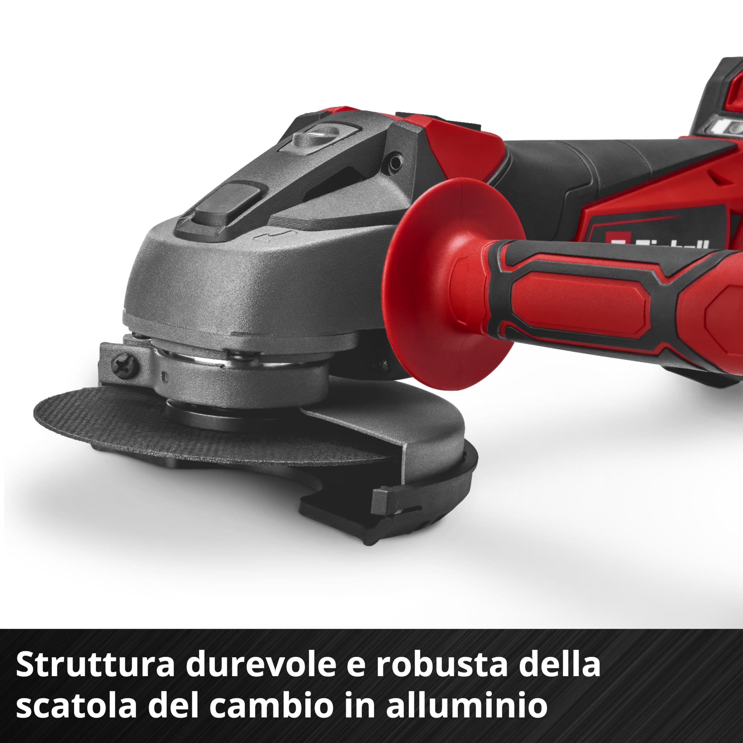 Smerigliatrice angolare Einhell TC-AG 18/115 Li (1 pz. da 4,0 Ah) (18 V, Ø disco 115 mm, profondità di taglio 28 mm, Soft Start, impugnatura supplementare, 1 batteria e caricatore da 4,0 Ah)