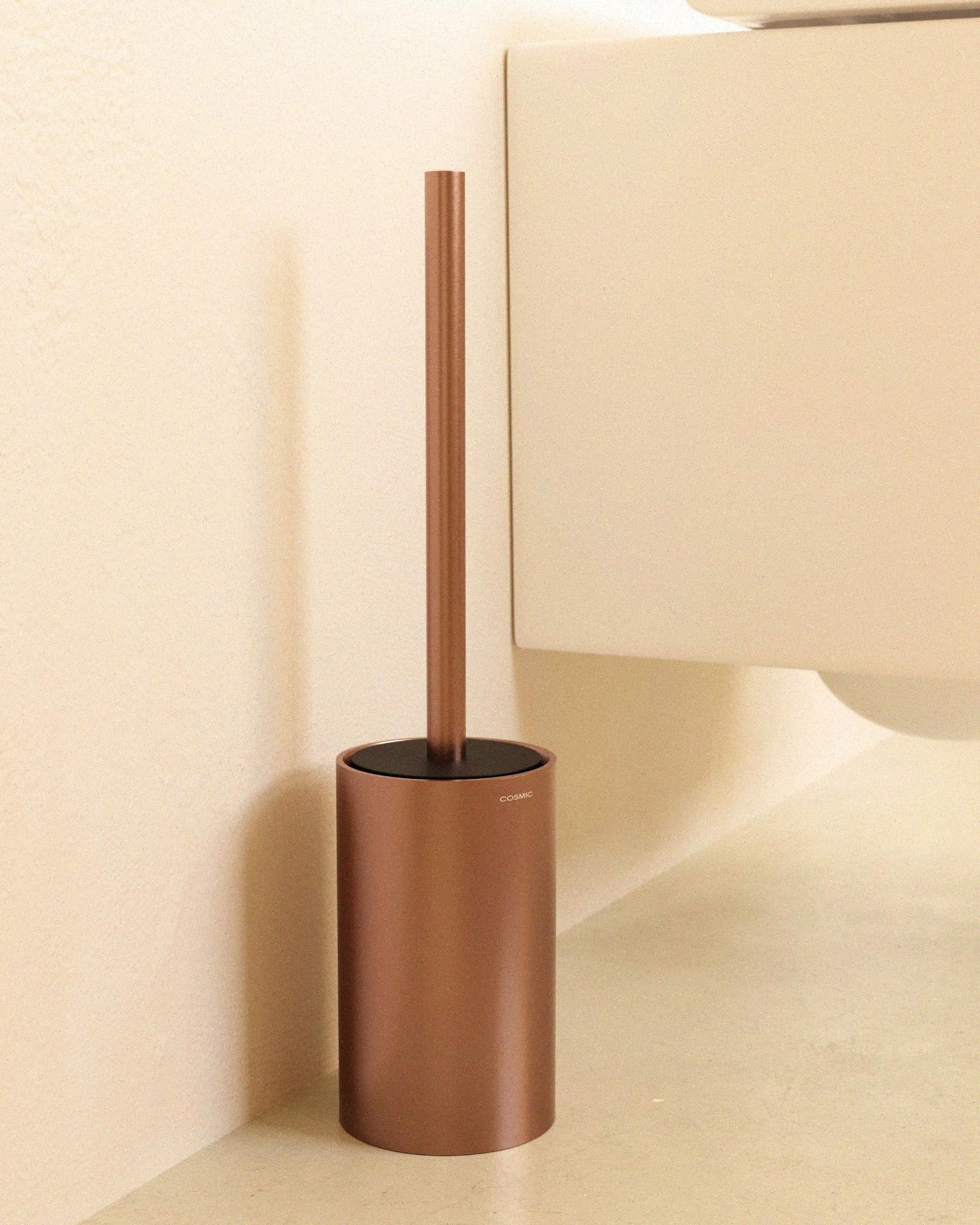 COSMIC Architect SP Brosse de Toilette de Design Circulaire et Élégant Fabriquée en Métal. Porte-Brosse de Sol pour WC en Couleur Noir Mat