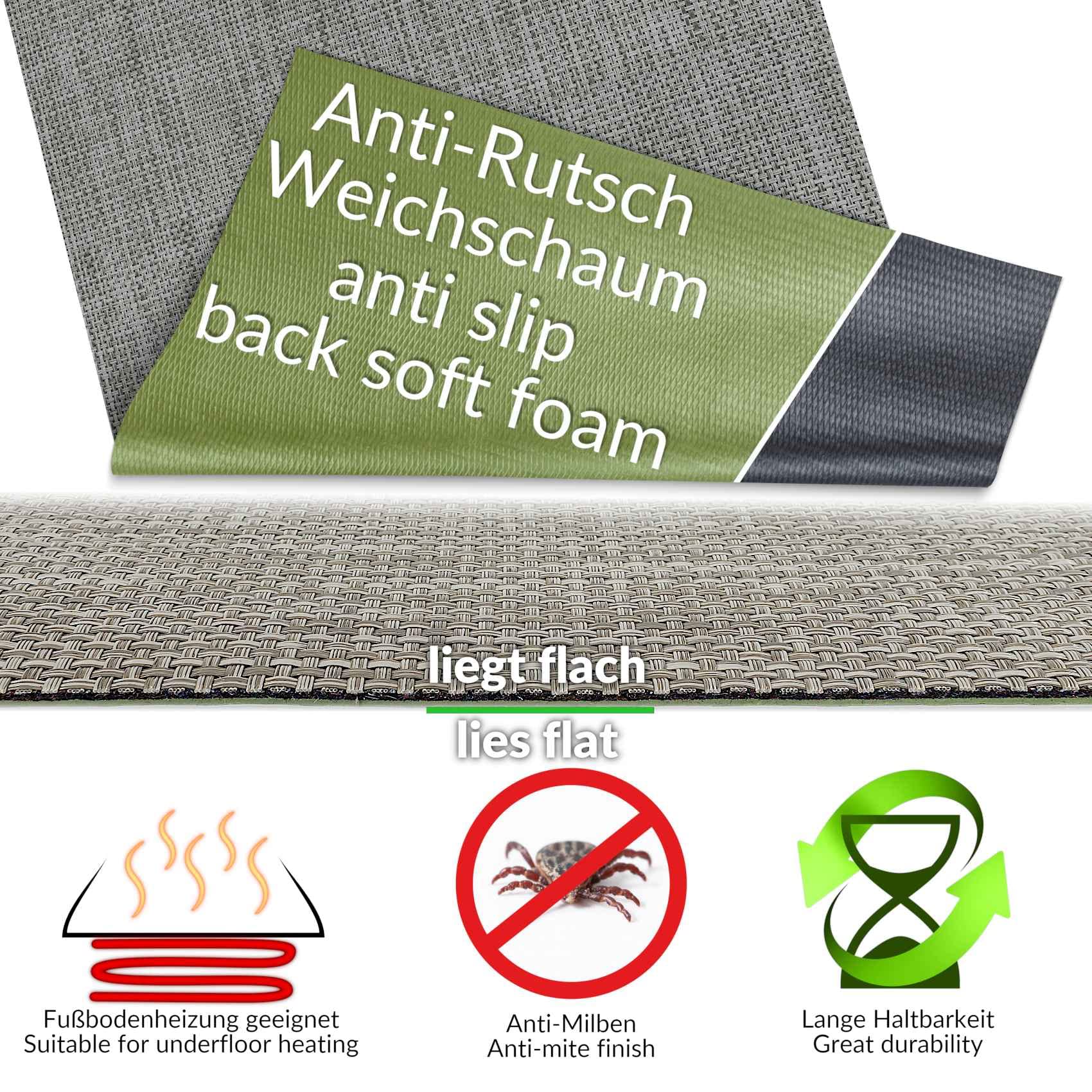 ANRO Läufer In-/Outdoor Teppich wasserfest Balkon Teppich auch für Balkon und Terasse Flur Bodenmatte wetterfest Grau Abwaschbar 400 x 100cm