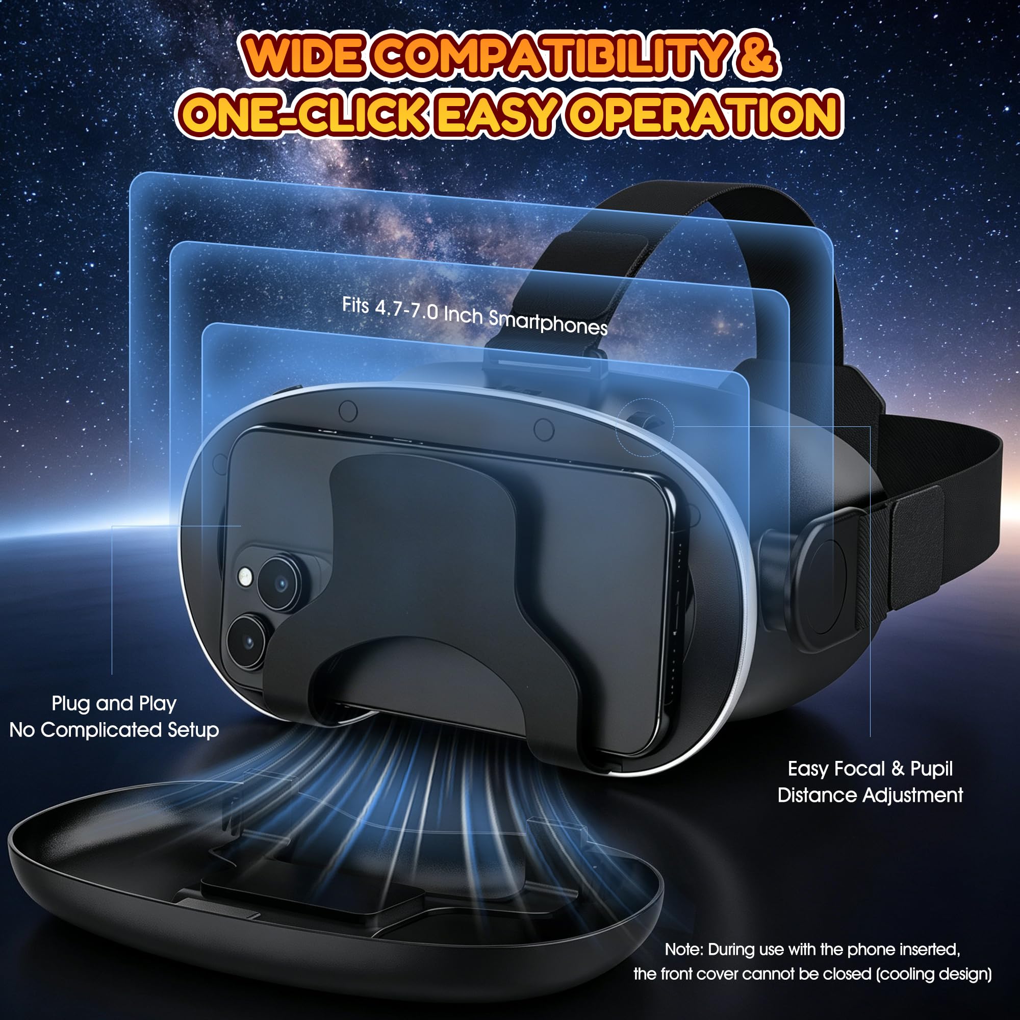 XWP Visore VR, Occhiali Per Realtà Virtuale 3D Per Smartphone, Compatibile Con iPhone & Android (4.7–7.0"), Con Lenti HD, Per Apprendimento, Giochi E Film, Regalo Di Compleanno Per Bambini E Famiglia