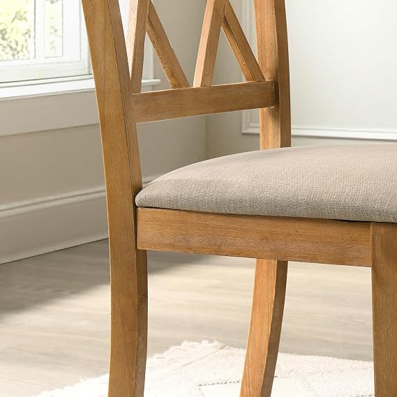 Roundhill Furniture Windvale Fabric Upholstered Dining Chair, Set of 2, Brown