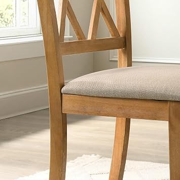 Roundhill Furniture Windvale Fabric Upholstered Dining Chair, Set of 2, Brown