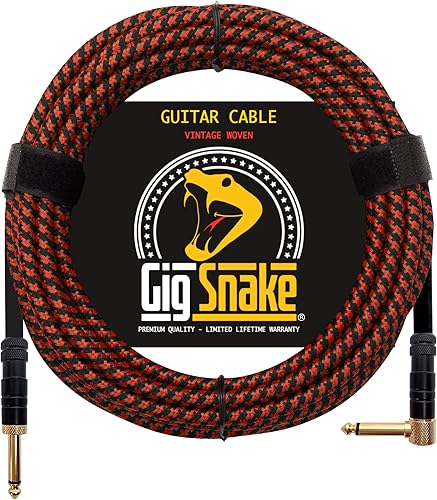 Cable de guitarra de 20 pies  14 de pulgada en ángulo recto rojo  Cable de guitarra eléctrica de calidad profesional y cable de amplificador  Bajo