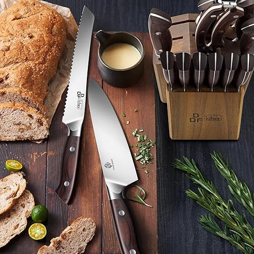 Miniatura 8 de DDF iohEF Juego de cuchillos de cocina, juego de cuchillos de cocina de 16 piezas con bloque japonés de acero inoxidable con afilador, juego de