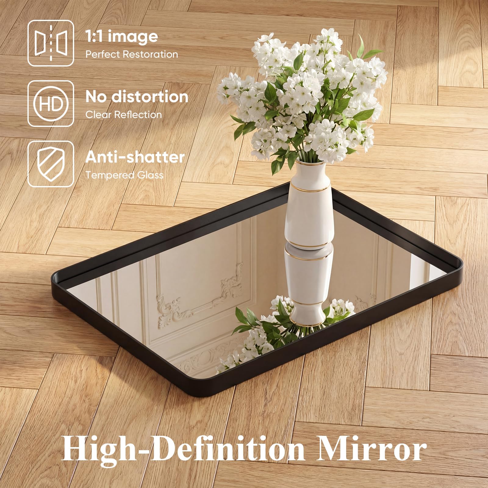 Best Rectangular Bathroom Mirrors 2026 2 Sweetcrispy Bathroom Wall Mirror, 36x24 Inch Mirror for Over Sink, Black — product photo