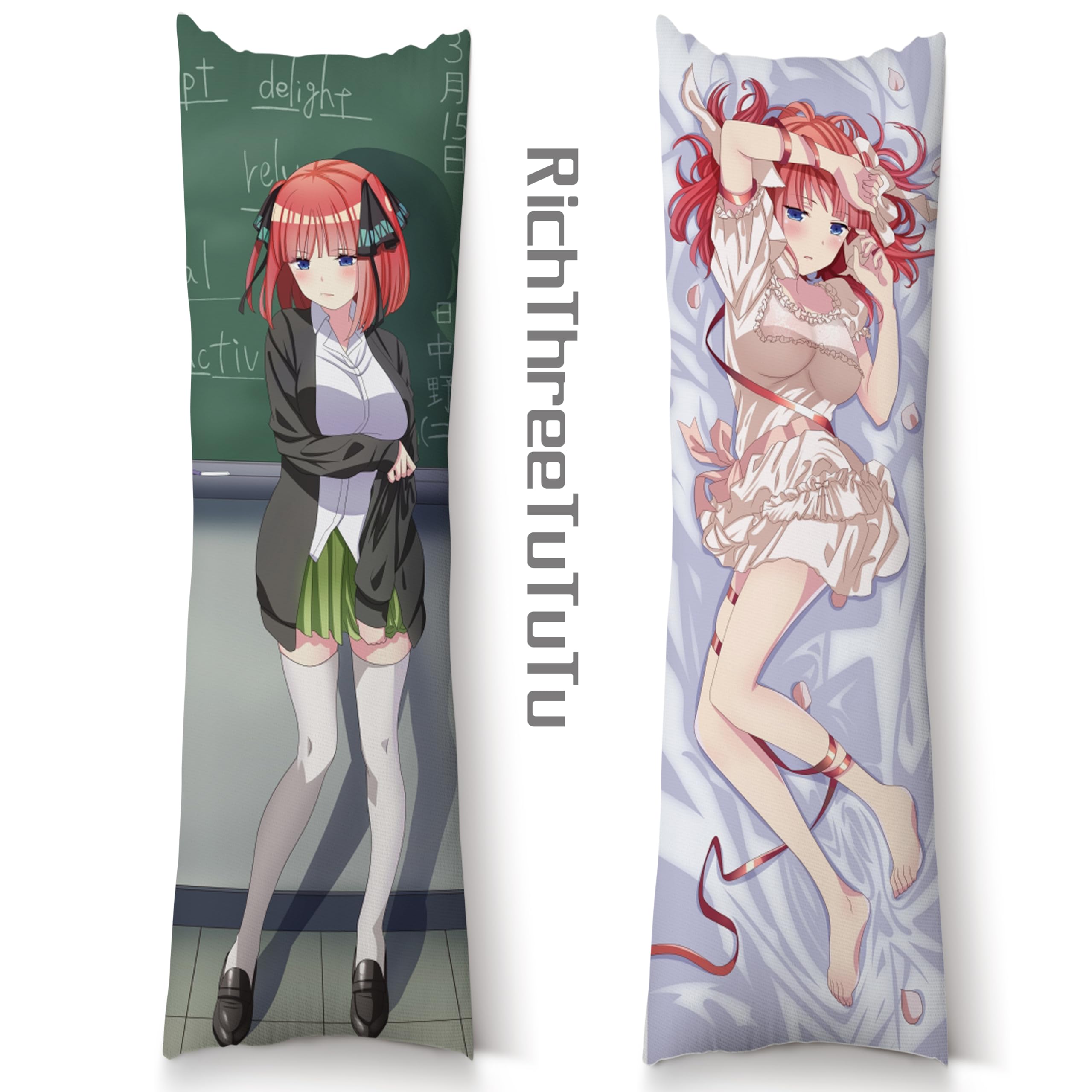 Japanese Dakimakura 59"x20" Inchs Anime Hugging Body Pillowcase, 50x150 cm Decorative Throw Pillow Cover（Nakano Nino） (Color-D1)